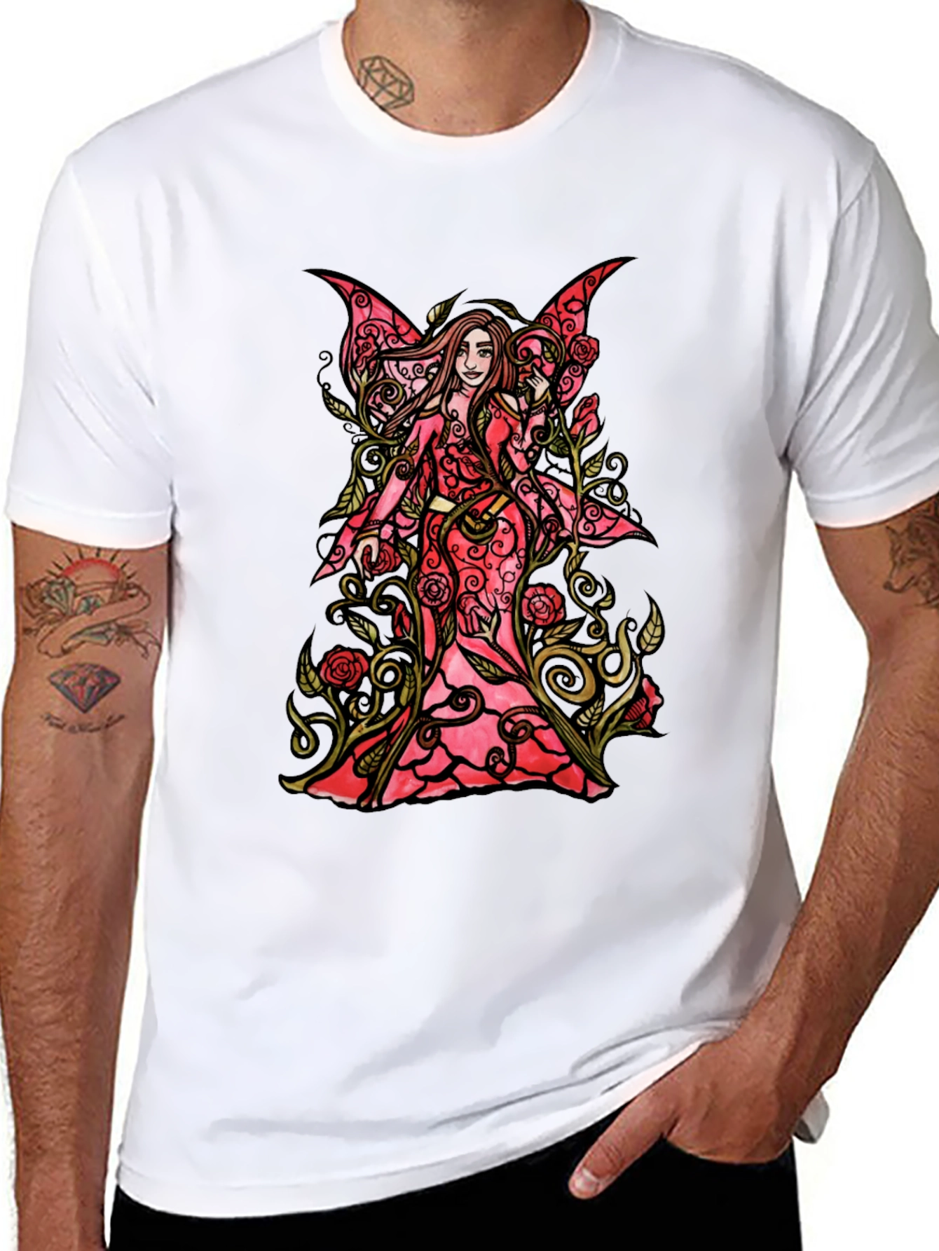 Fairy Roses Graphic Black T-Shirt