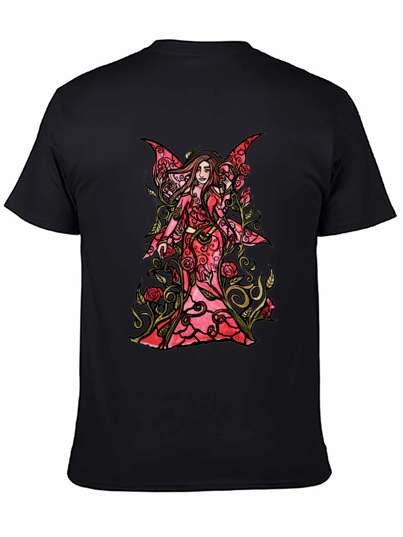 Fairy Roses Graphic Black T-Shirt