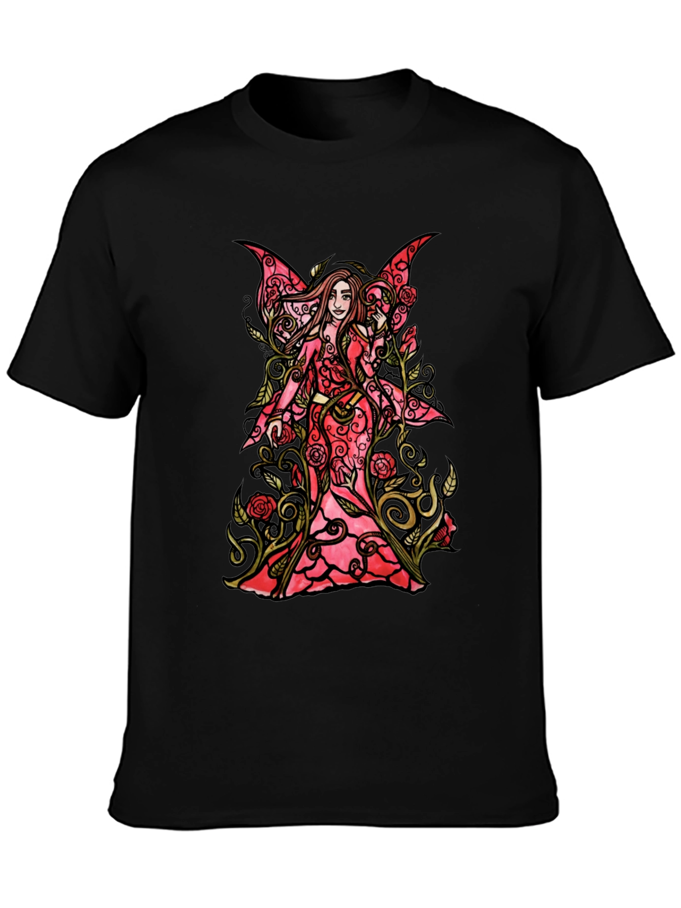 Fairy Roses Graphic Black T-Shirt