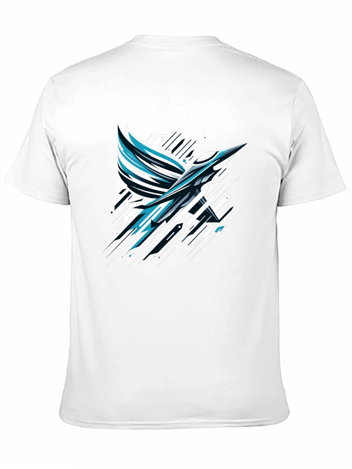 Abstract Bird Graphic Print Black T-Shirt