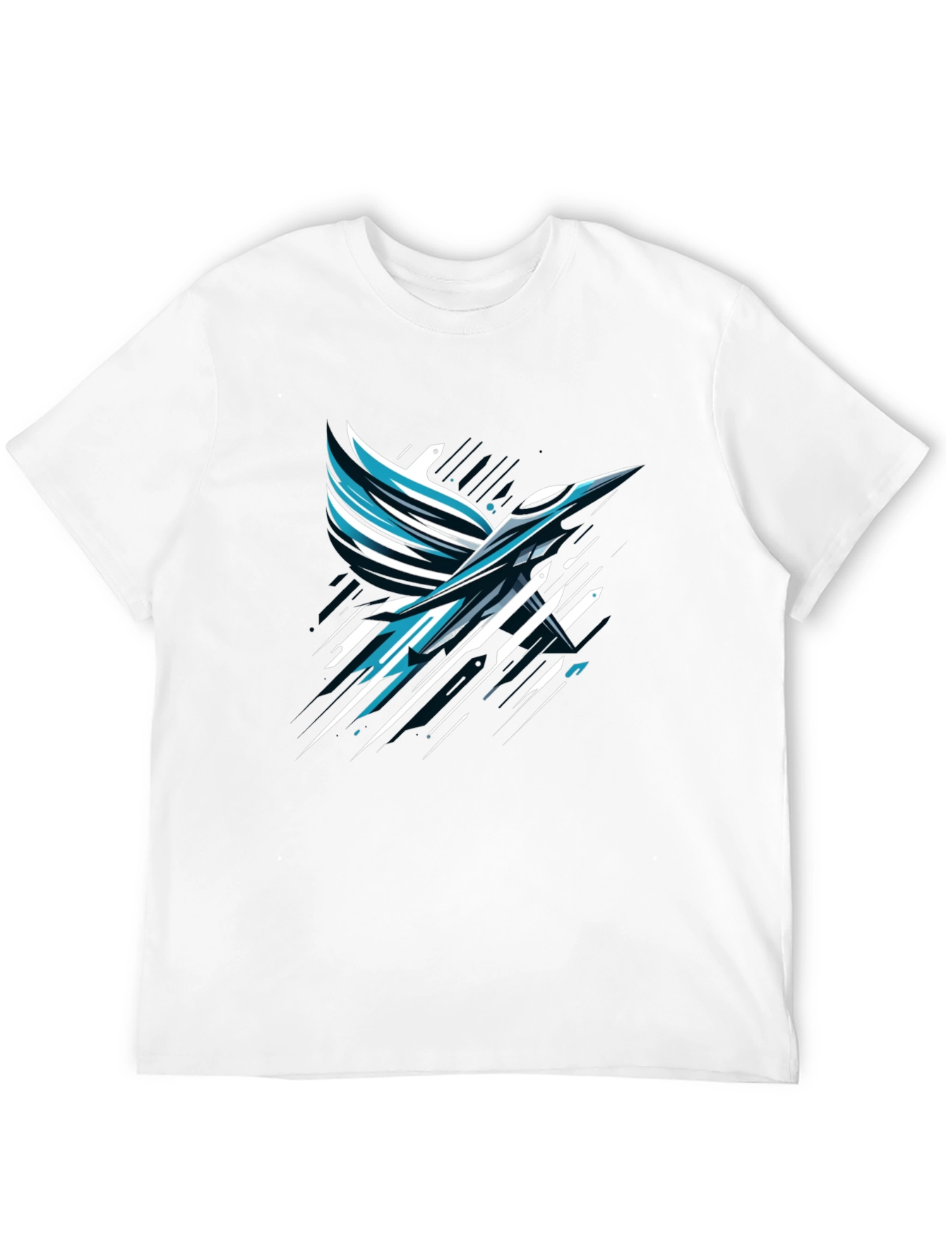 Abstract Bird Graphic Print Black T-Shirt