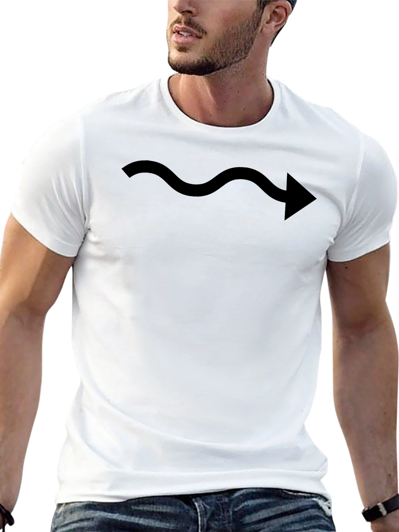 Black T-Shirt with Wavy Arrow Graphic