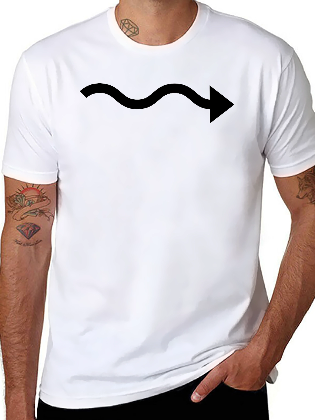 Black T-Shirt with Wavy Arrow Graphic