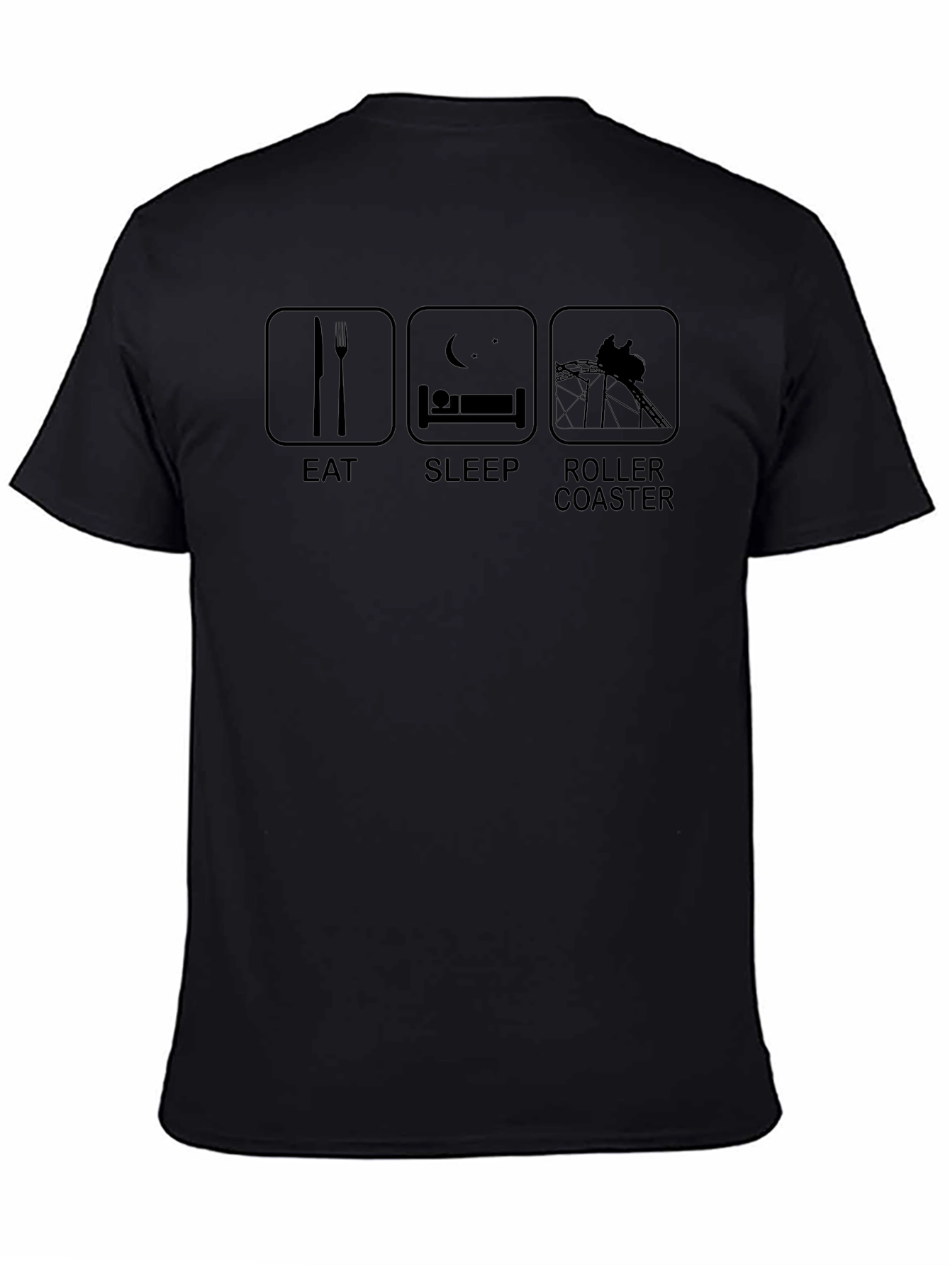 Eat Sleep Roller Coaster T-Shirt - Black Graphic Tee