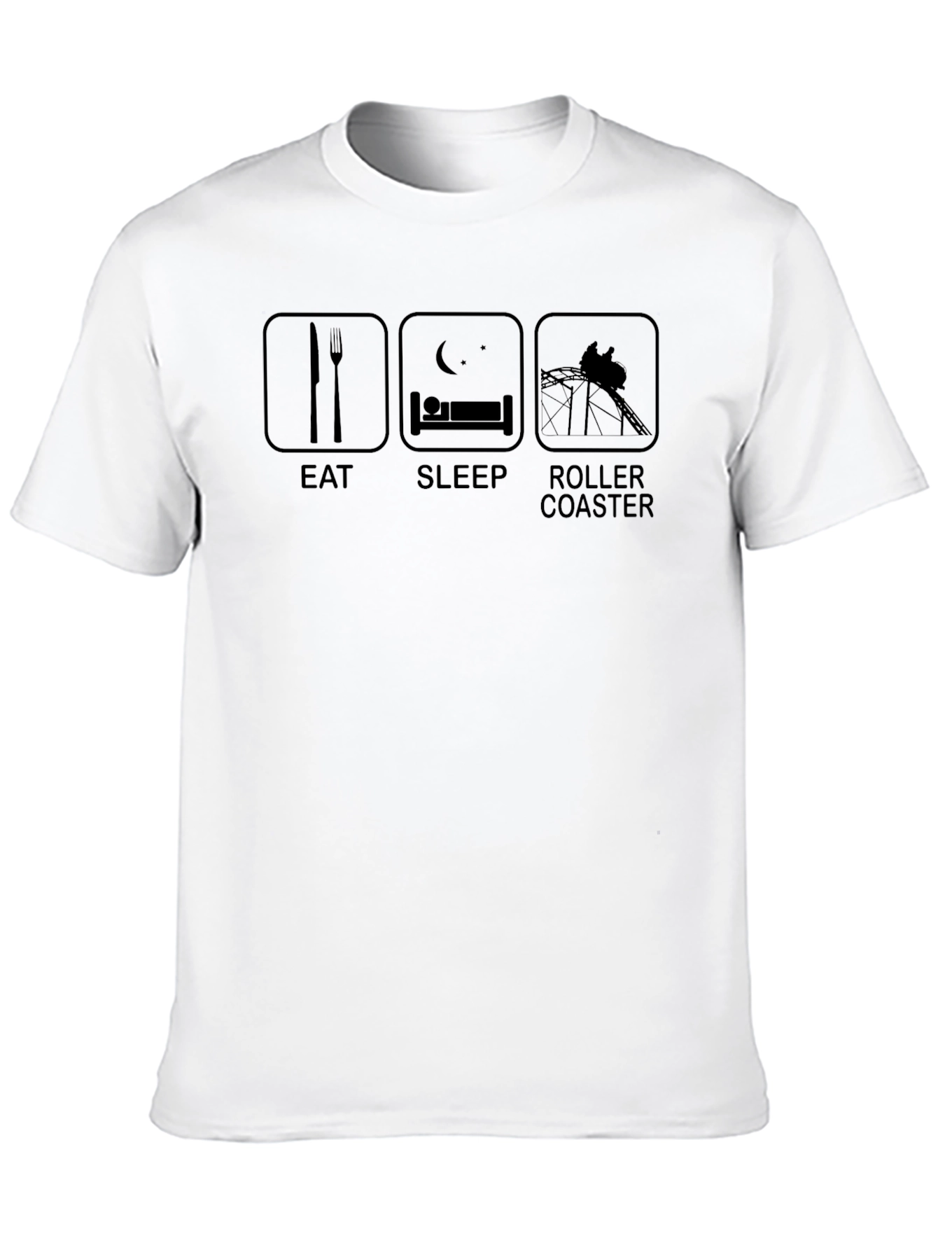 Eat Sleep Roller Coaster T-Shirt - Black Graphic Tee