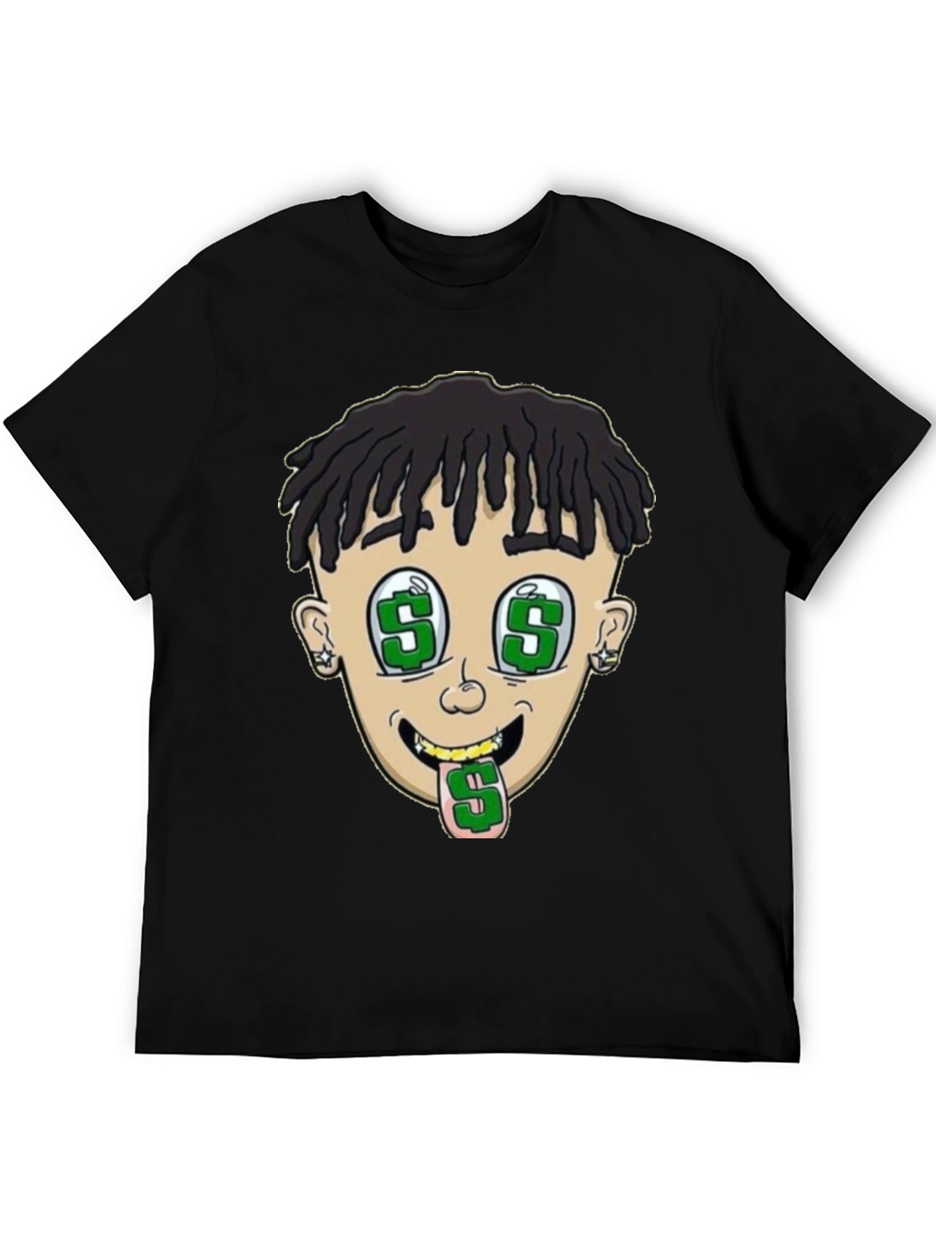 Cartoon Money Face Black T-Shirt
