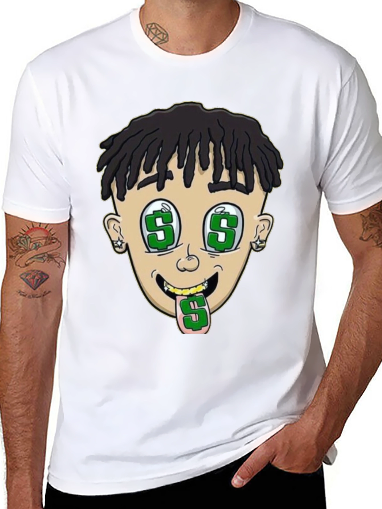 Cartoon Money Face Black T-Shirt