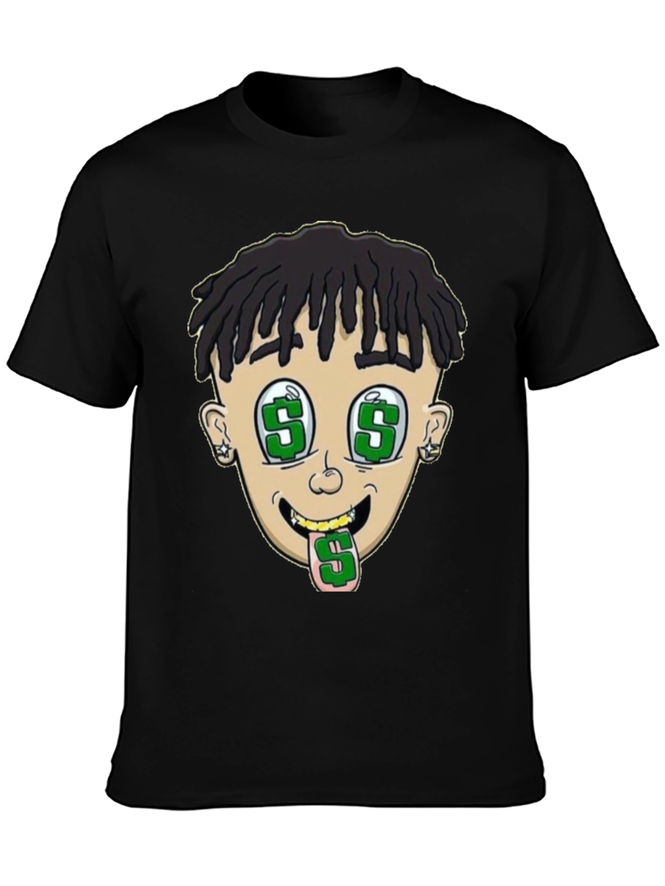 Cartoon Money Face Black T-Shirt