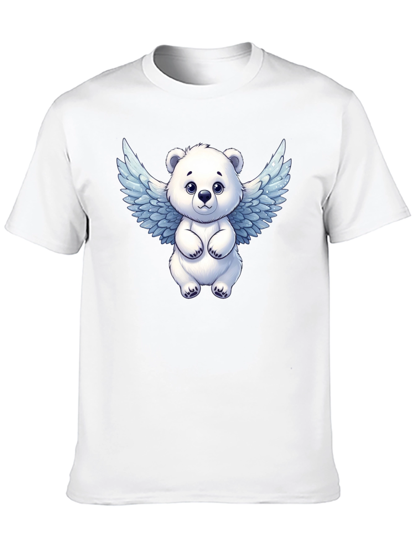 Cute Angel Bear Graphic Tee - Black