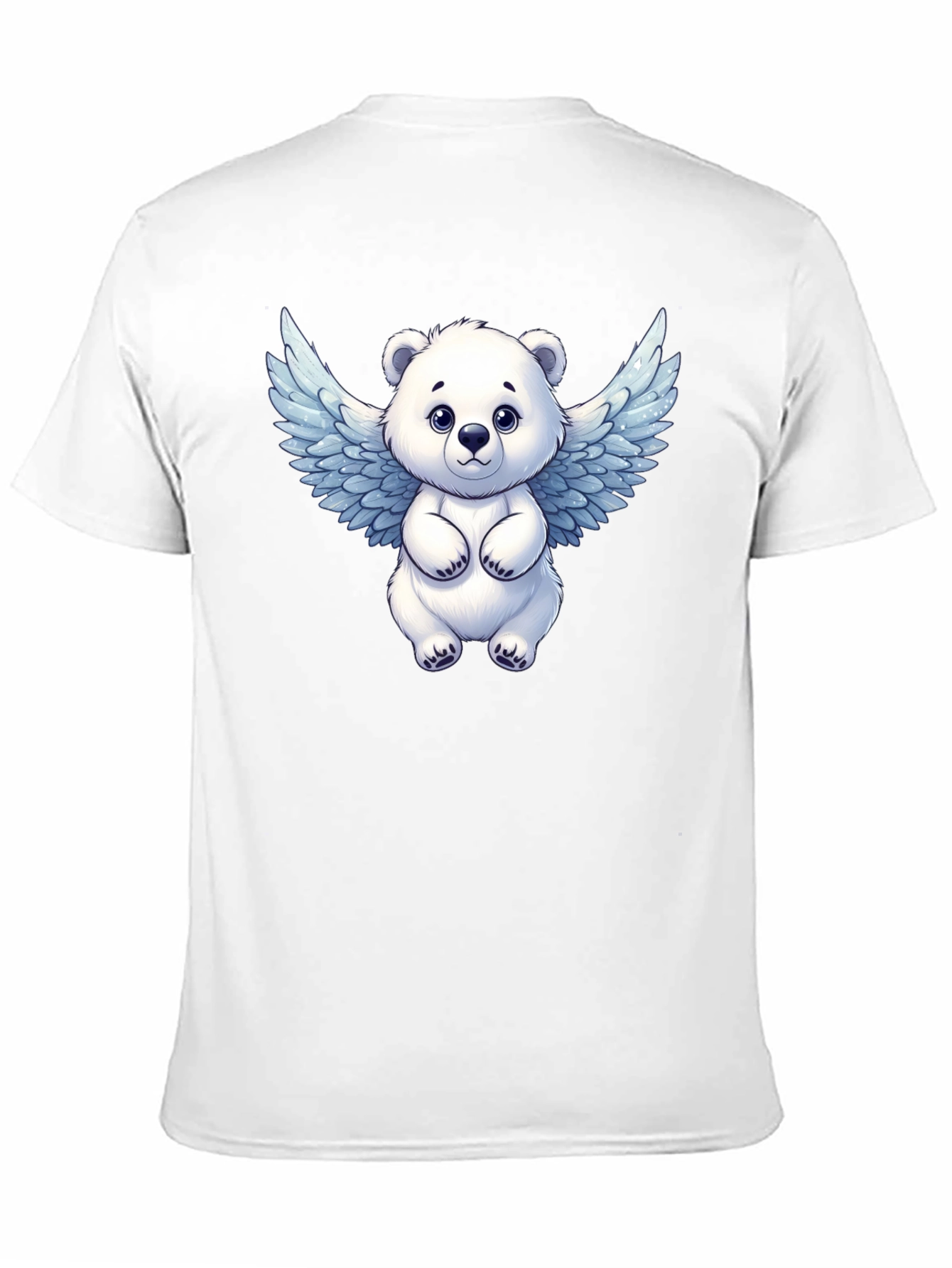 Cute Angel Bear Graphic Tee - Black