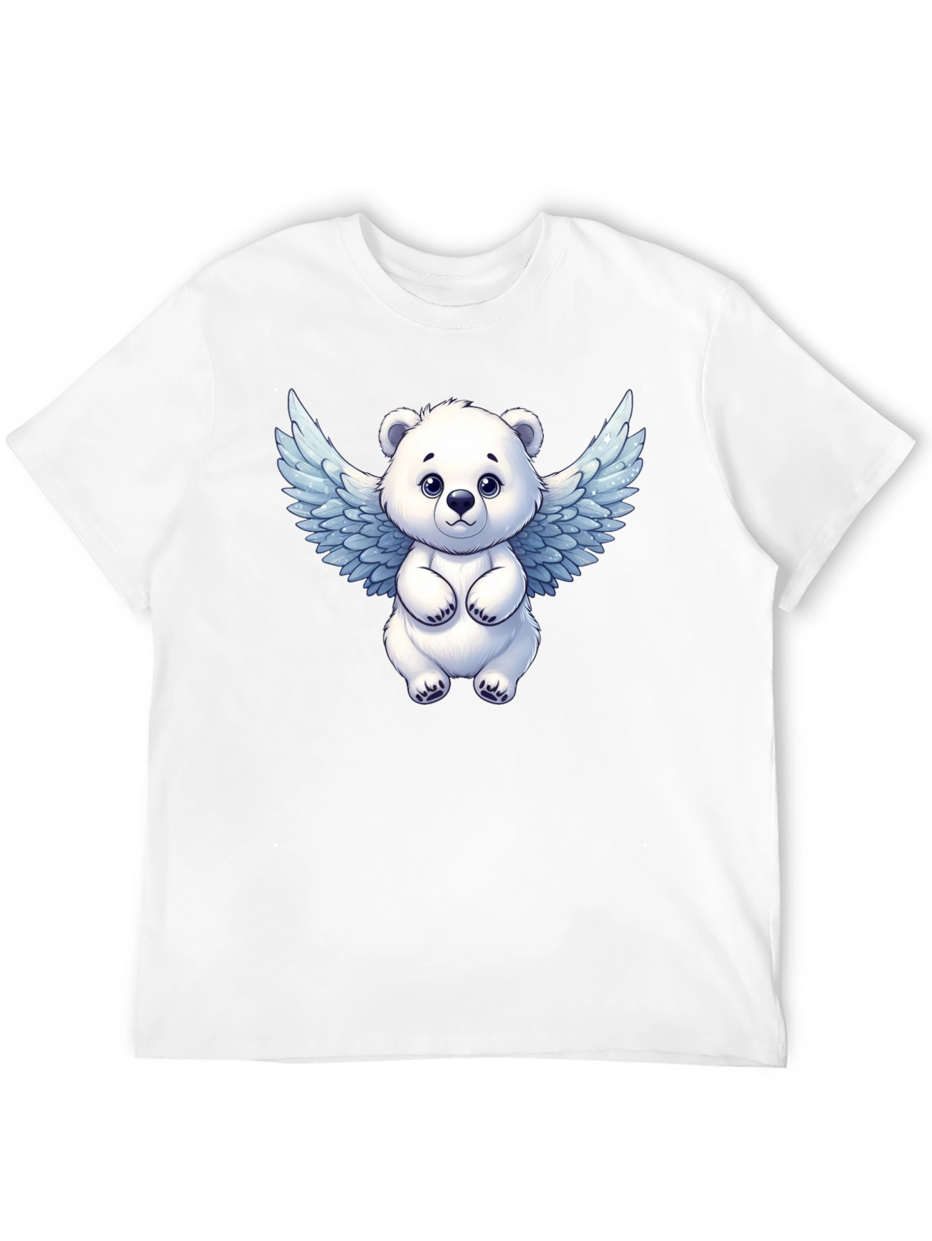 Cute Angel Bear Graphic Tee - Black