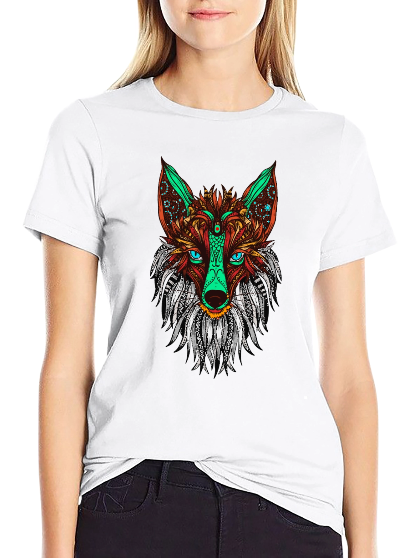 Fox Mandala Graphic Print Tee