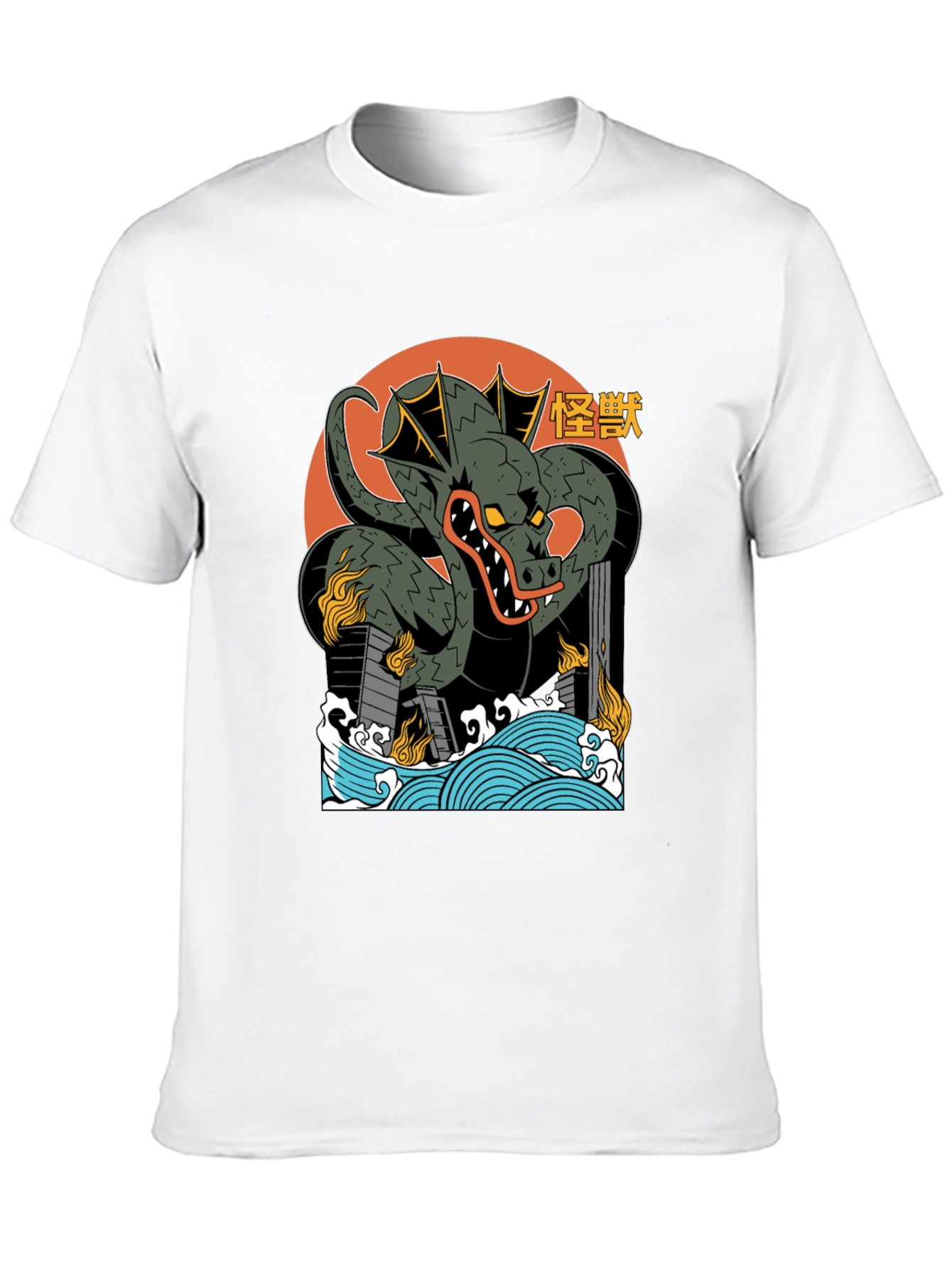 Kaiju Dragon Graphic Tee - Black Cotton T-Shirt