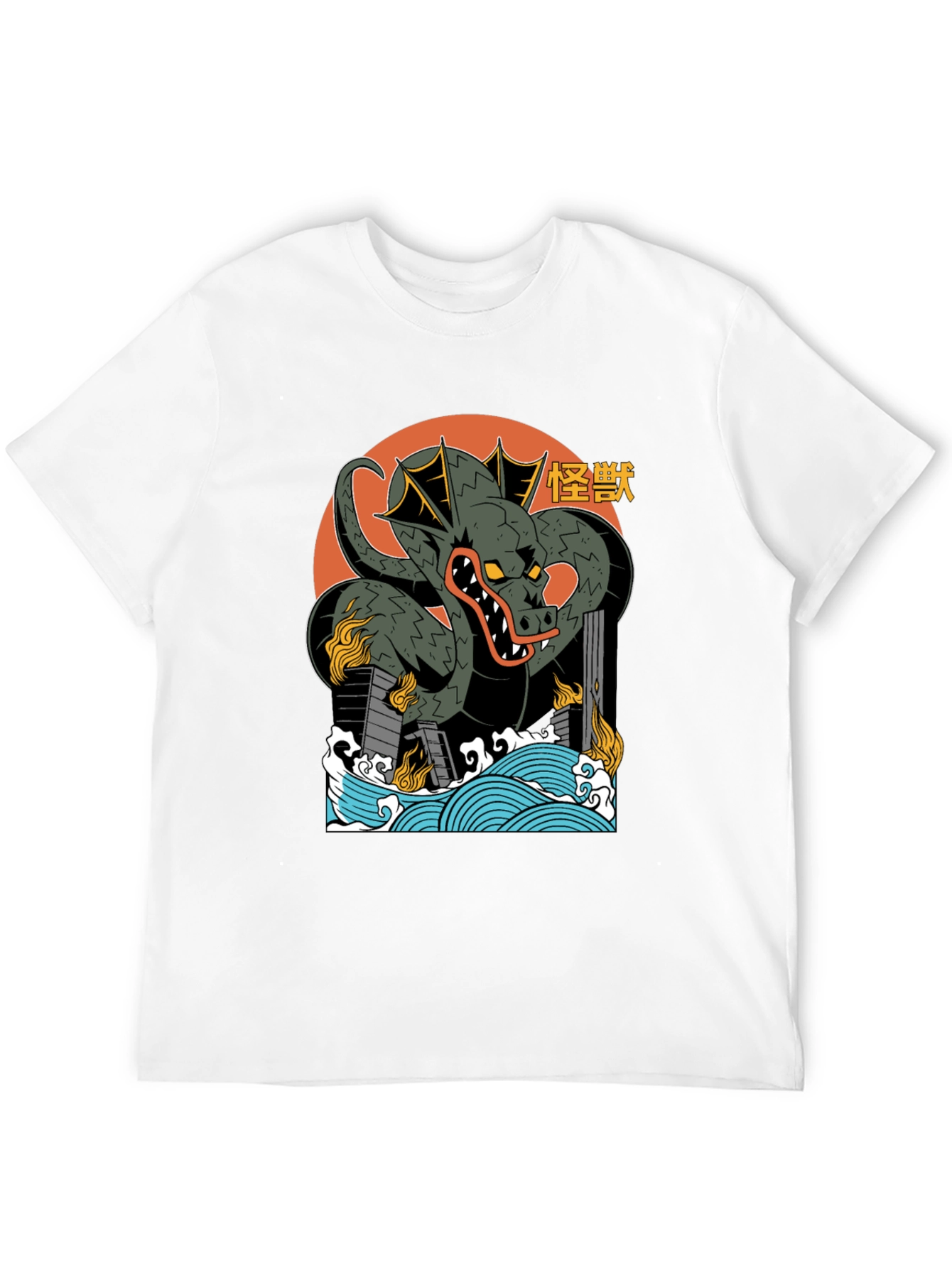 Kaiju Dragon Graphic Tee - Black Cotton T-Shirt