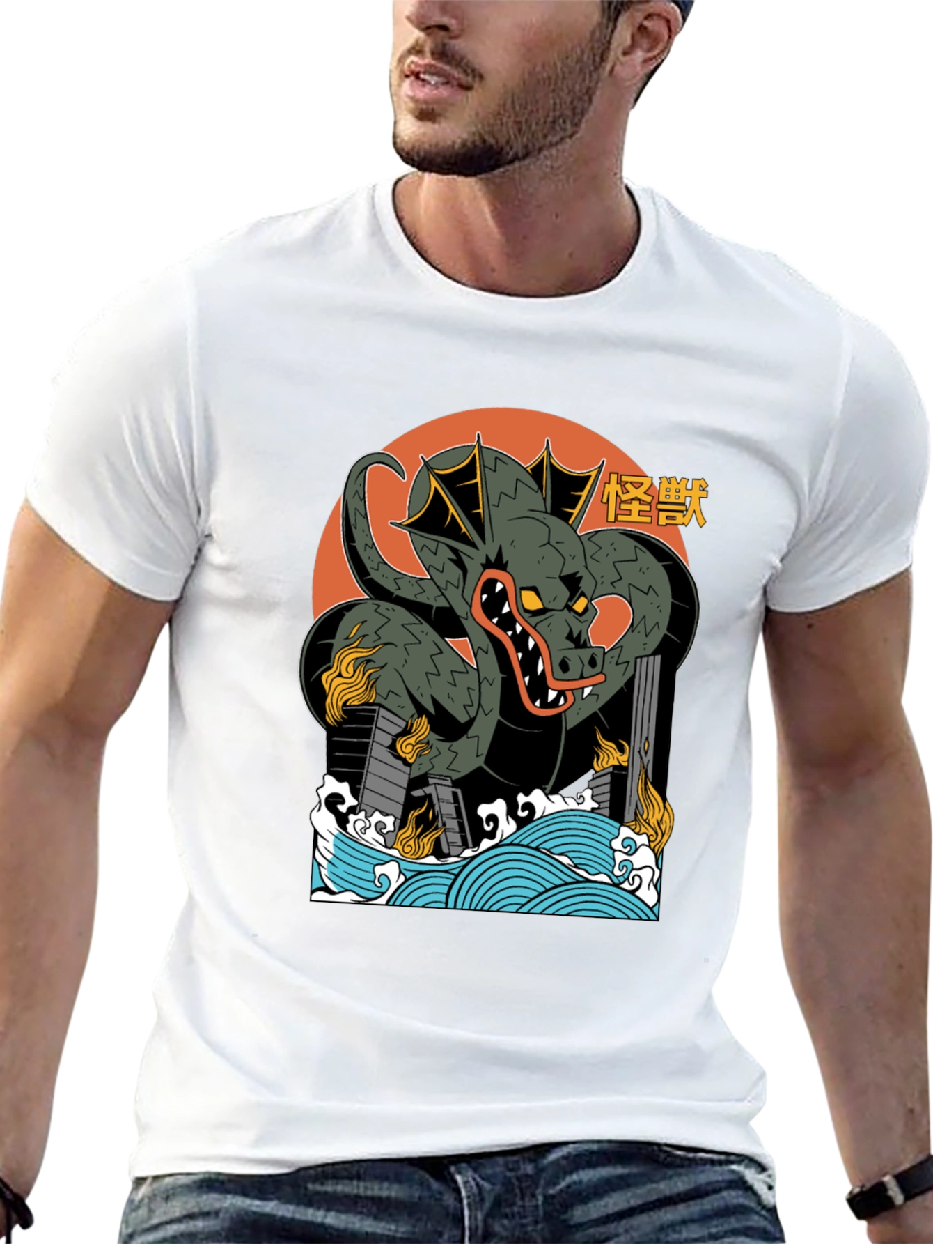 Kaiju Dragon Graphic Tee - Black Cotton T-Shirt