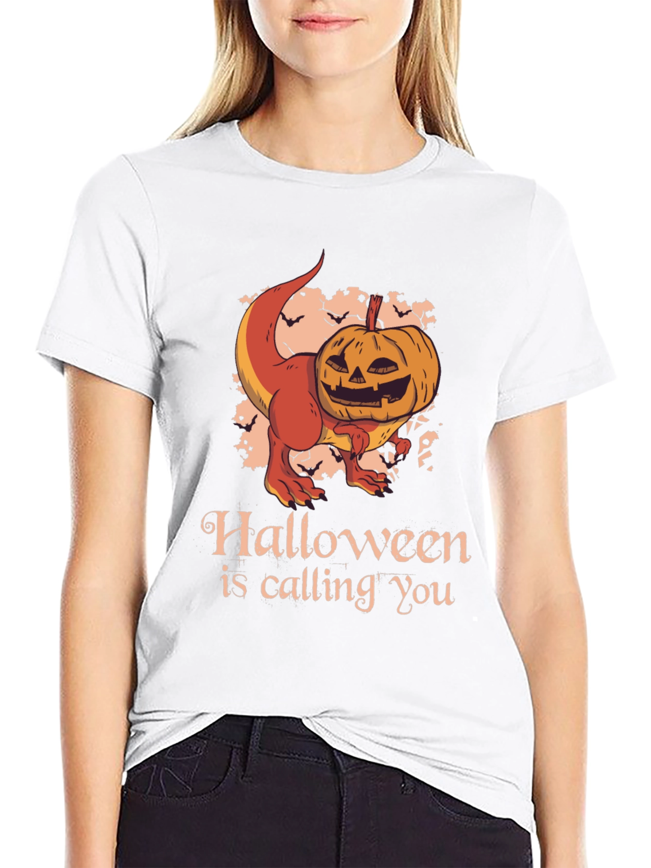 Halloween T-Rex Pumpkin Graphic Tee