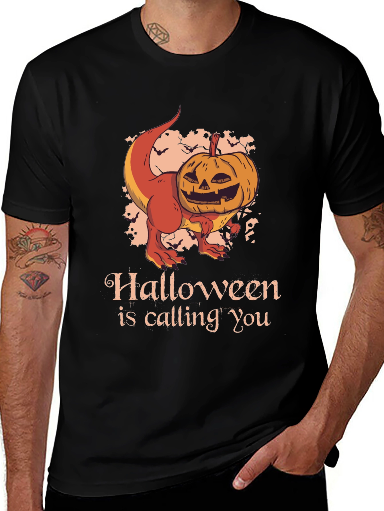 Halloween T-Rex Pumpkin Graphic Tee