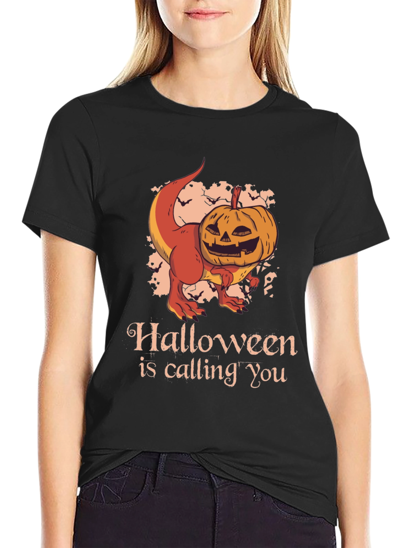 Halloween T-Rex Pumpkin Graphic Tee