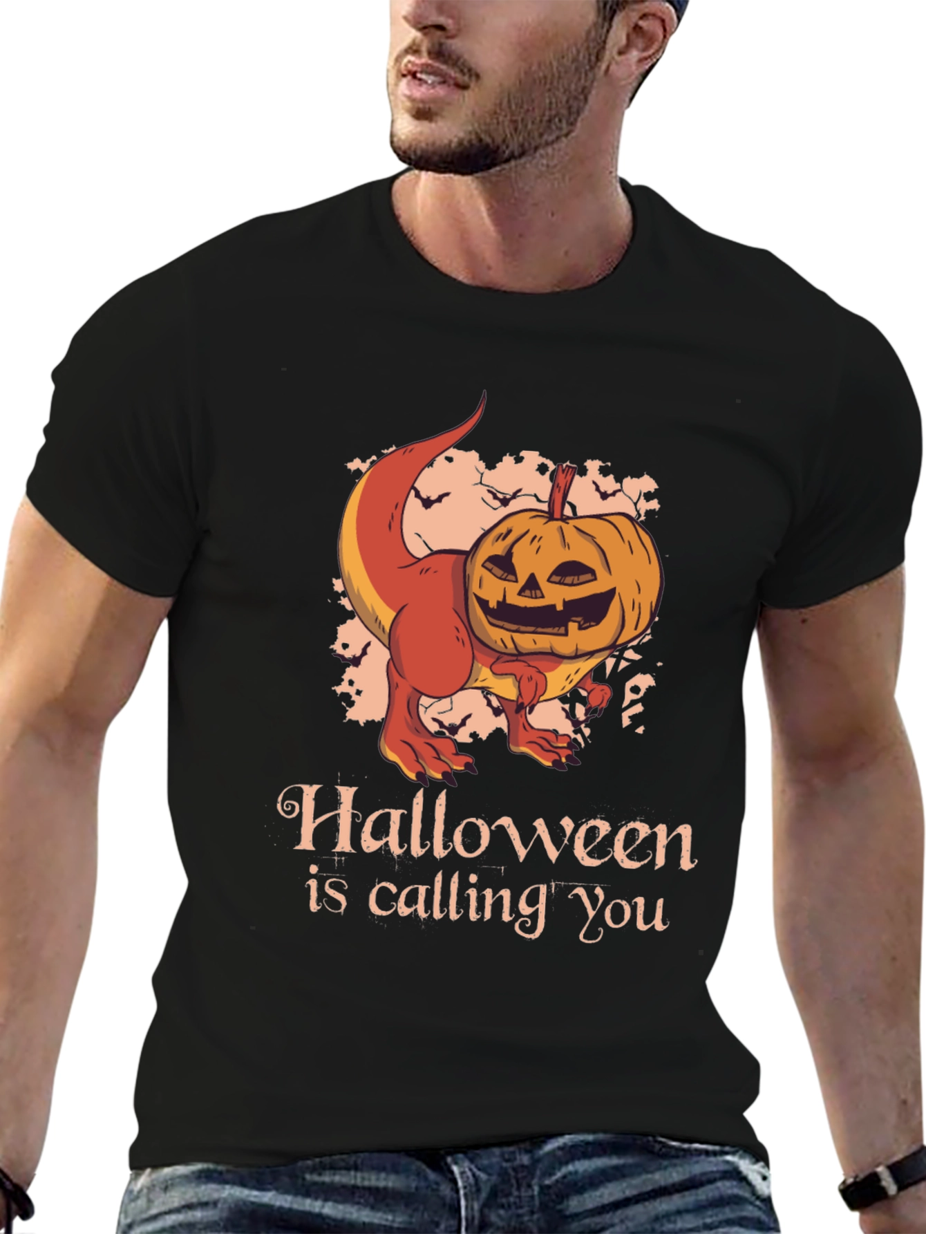 Halloween T-Rex Pumpkin Graphic Tee