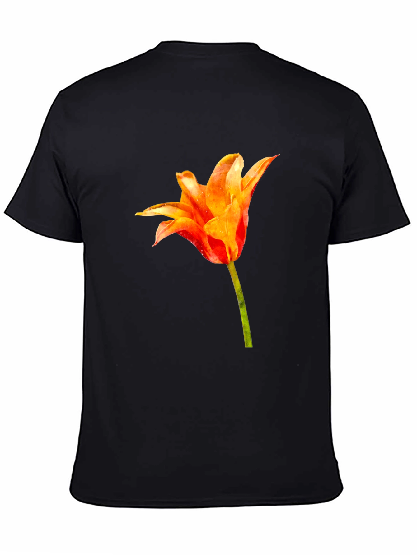 Tulip Flower Graphic Black T-Shirt