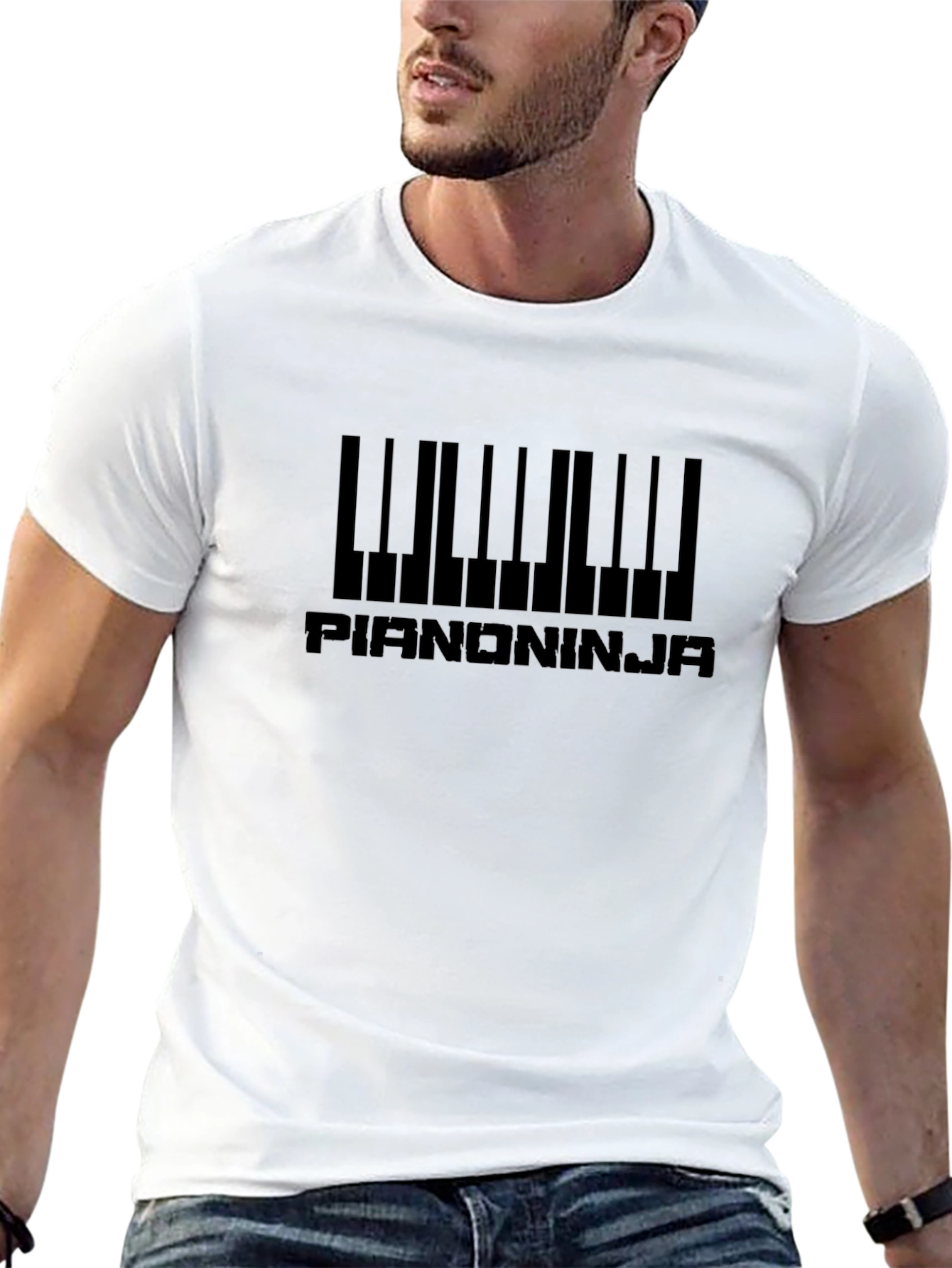 Piano Ninja Black Graphic T-Shirt - Musical Humor