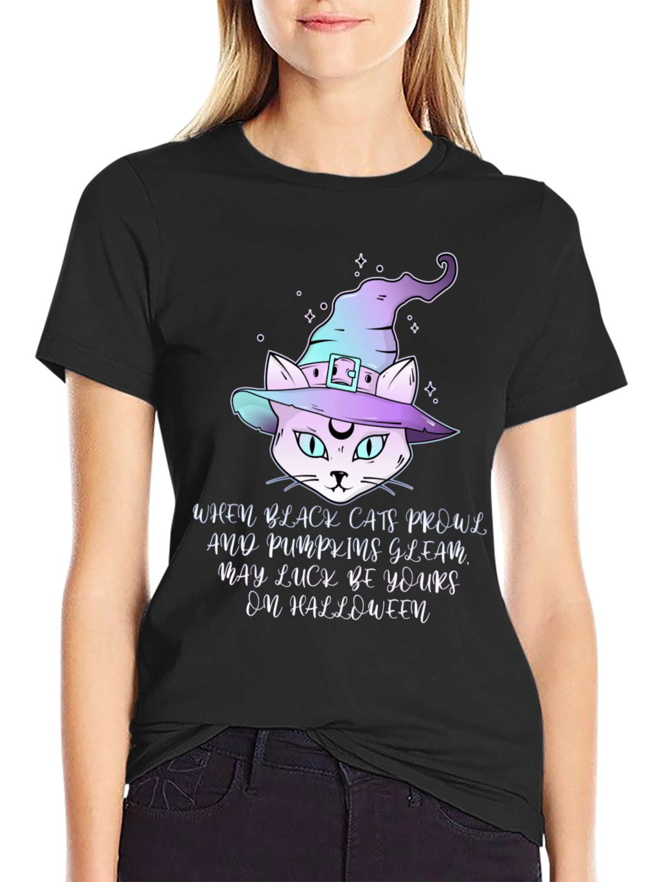 Halloween Cat Witch T-Shirt