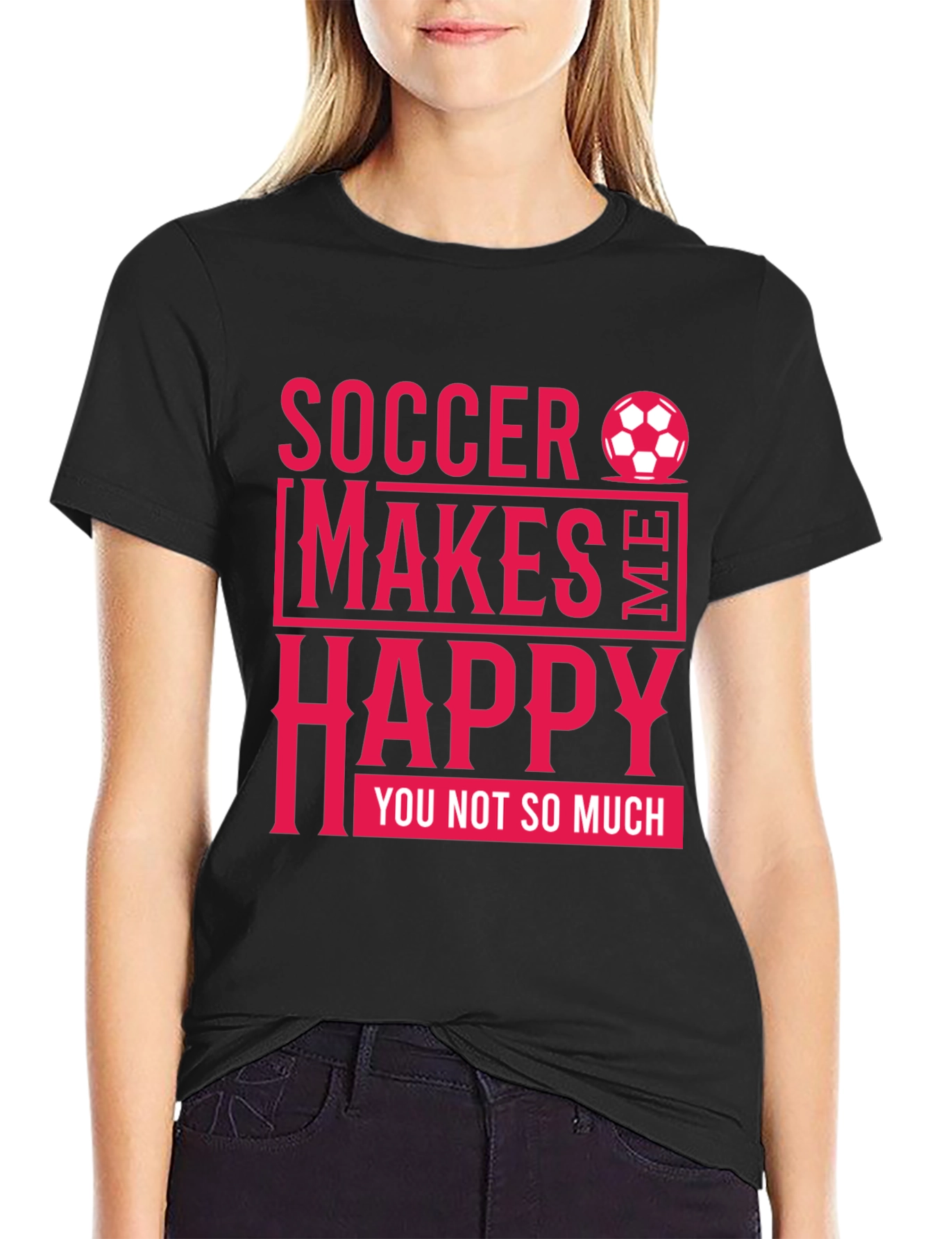 Soccer Makes Me Happy Mens Black T-Shirt
