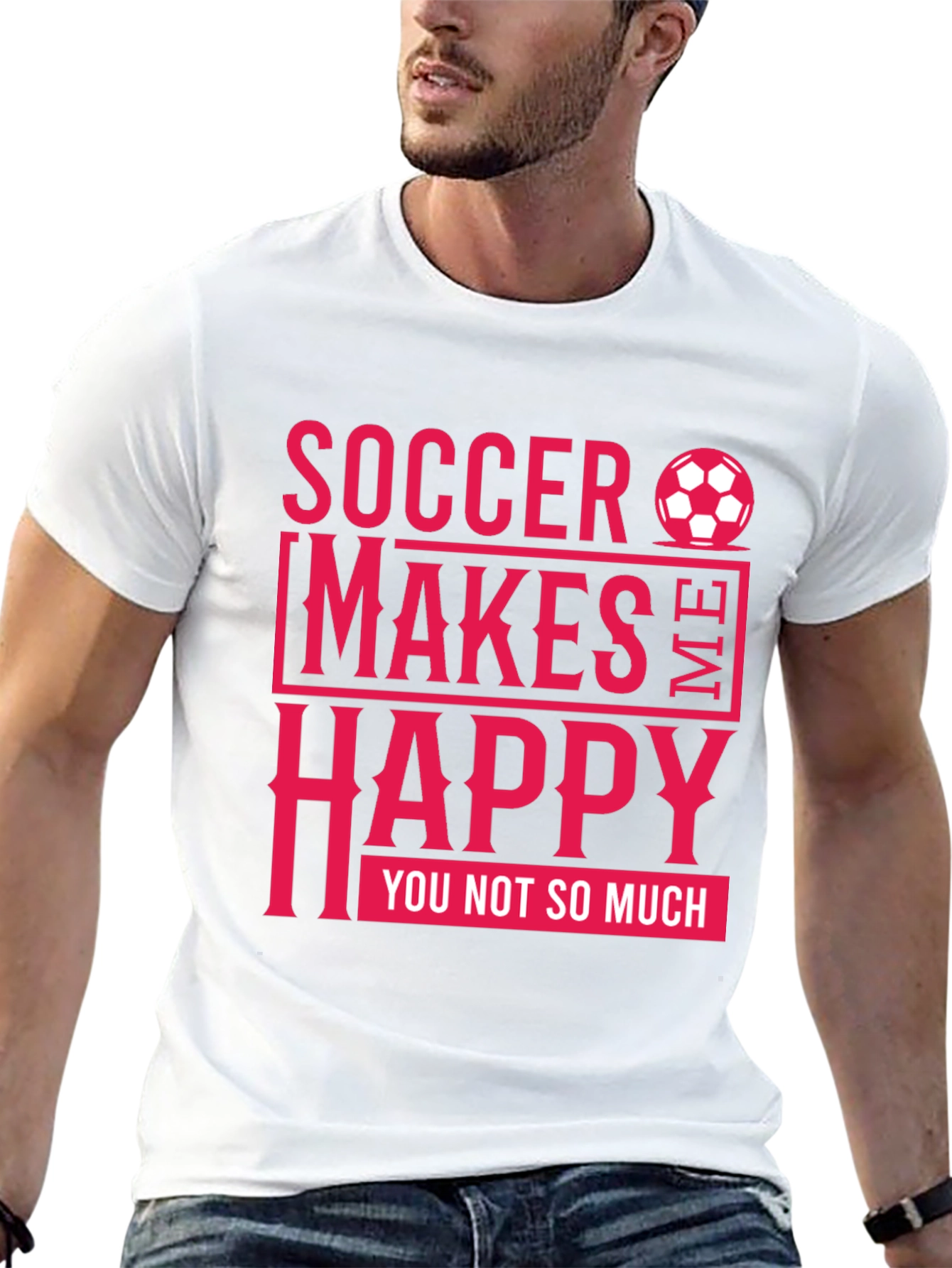 Soccer Makes Me Happy Mens Black T-Shirt