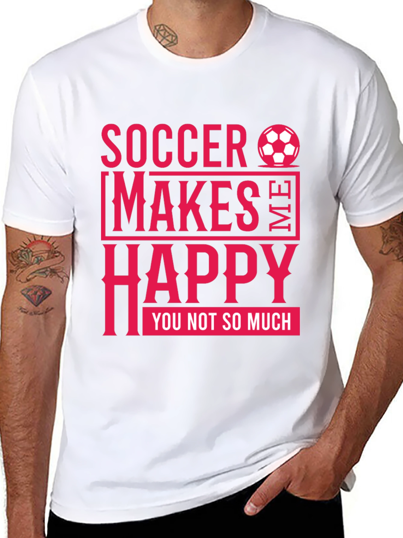 Soccer Makes Me Happy Mens Black T-Shirt