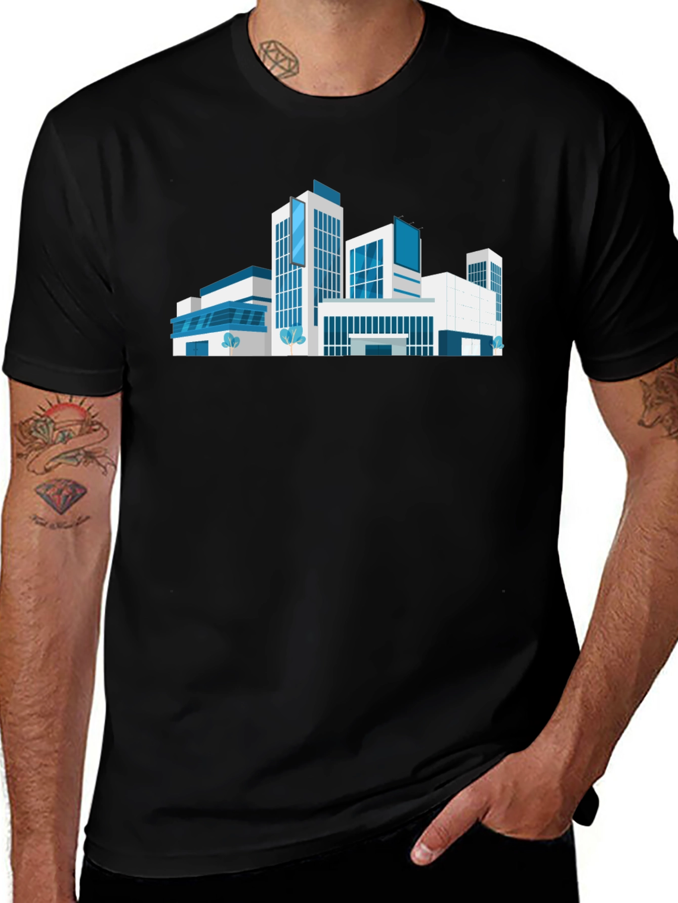 Architectural Building Graphic Tee - Black