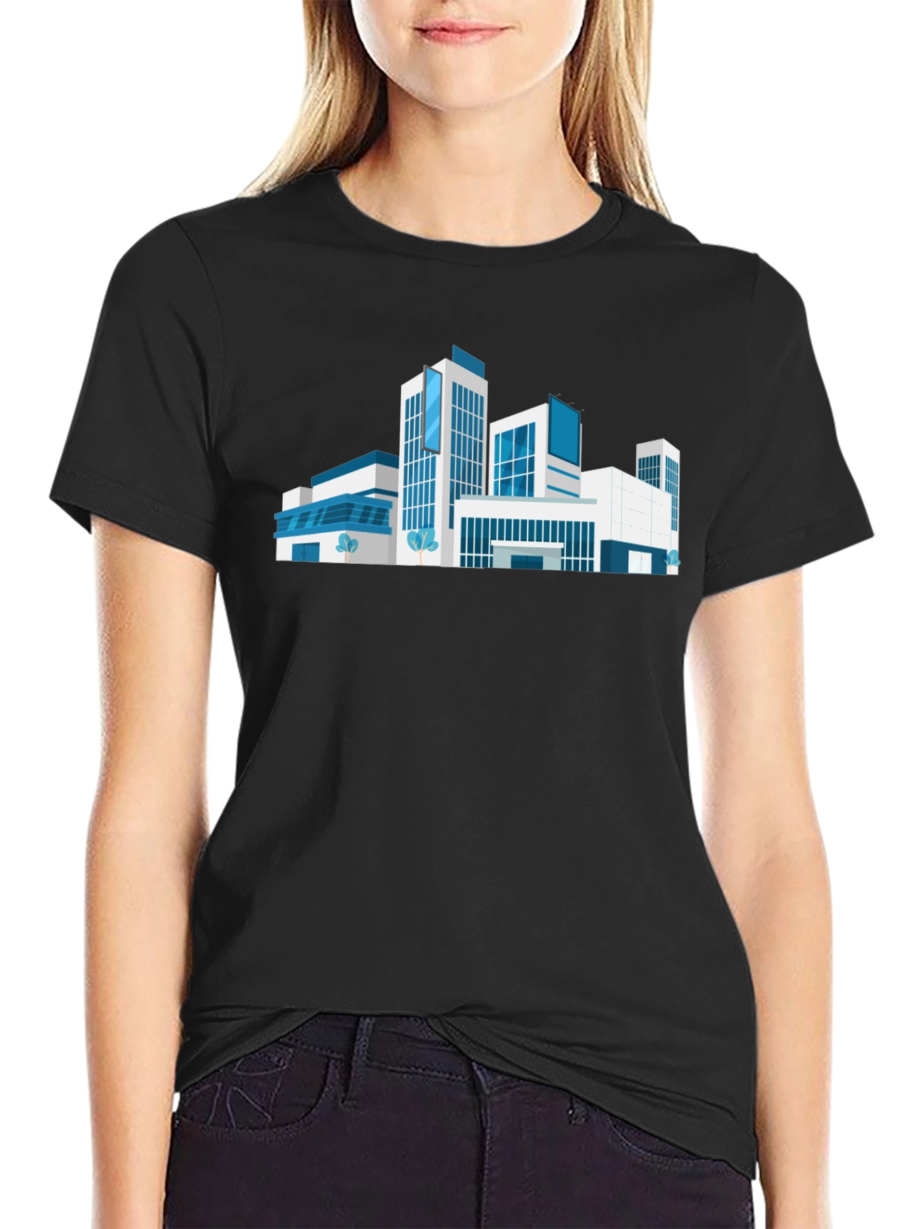 Architectural Building Graphic Tee - Black