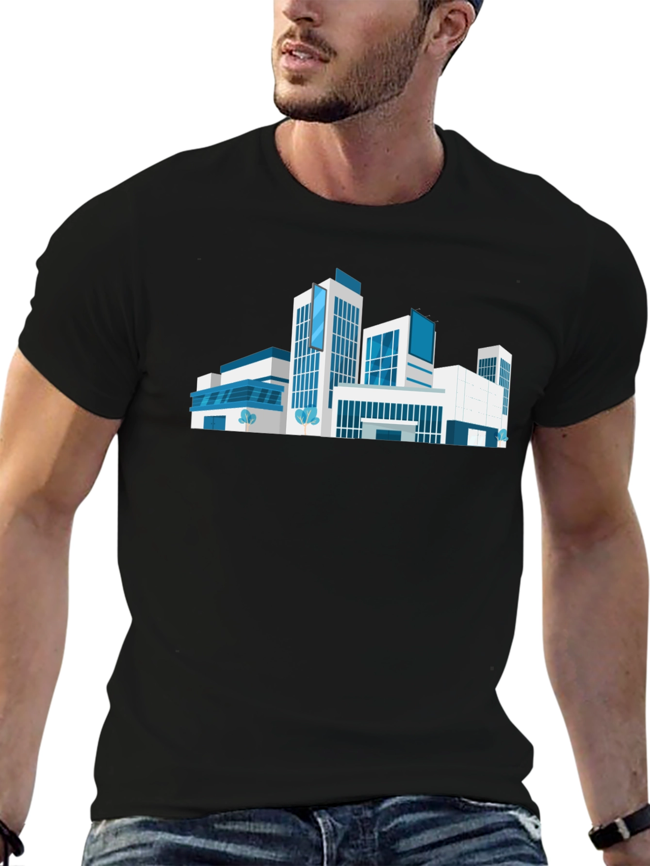 Architectural Building Graphic Tee - Black