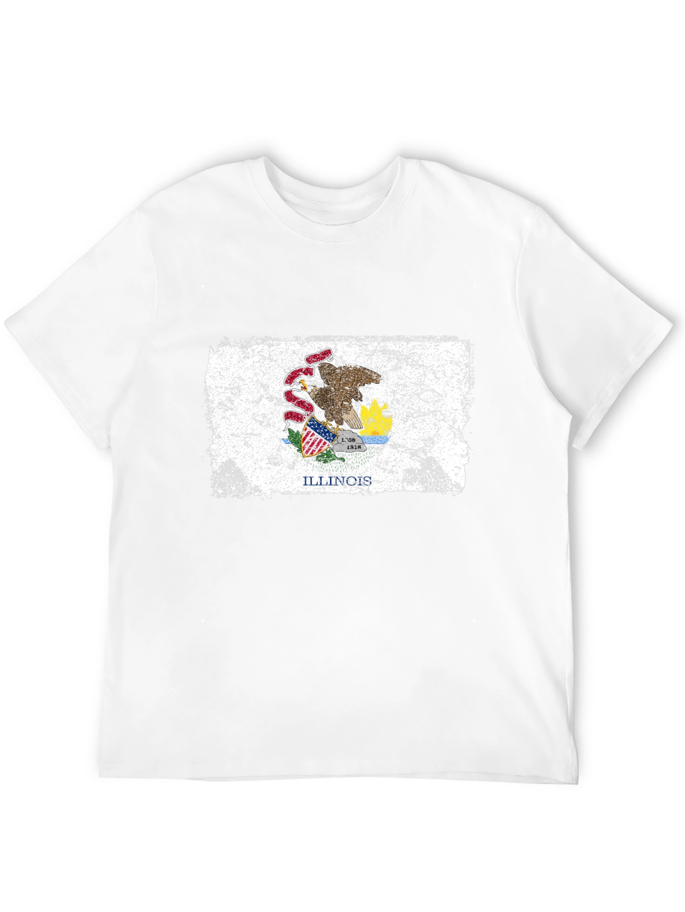 Illinois Flag Grunge Style Black T-Shirt