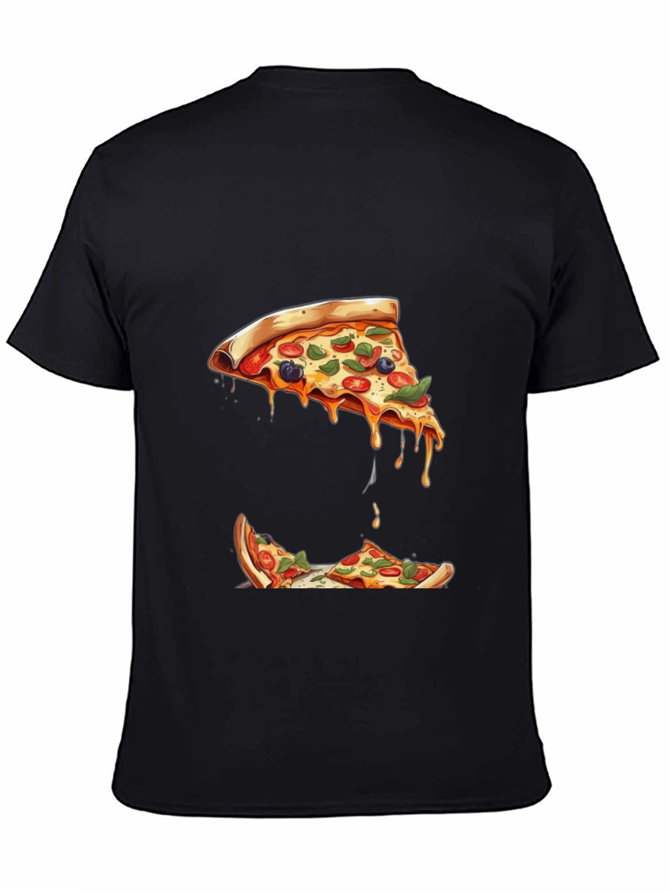 Pizza Slice Graphic Black T-Shirt
