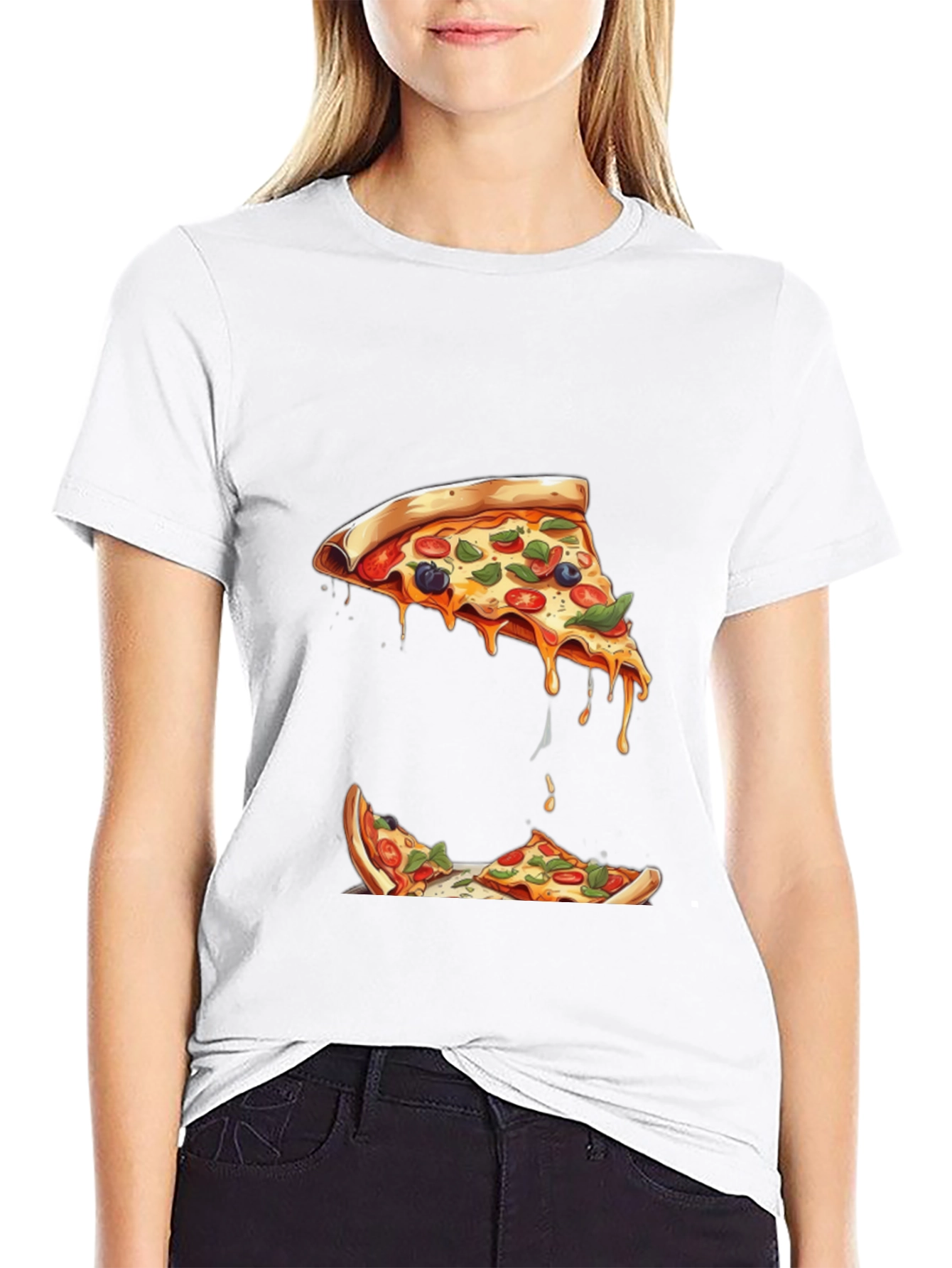 Pizza Slice Graphic Black T-Shirt