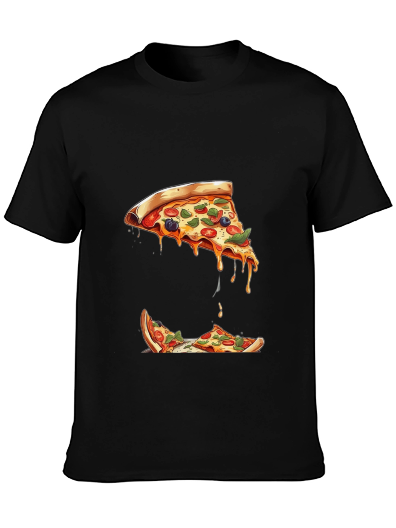 Pizza Slice Graphic Black T-Shirt