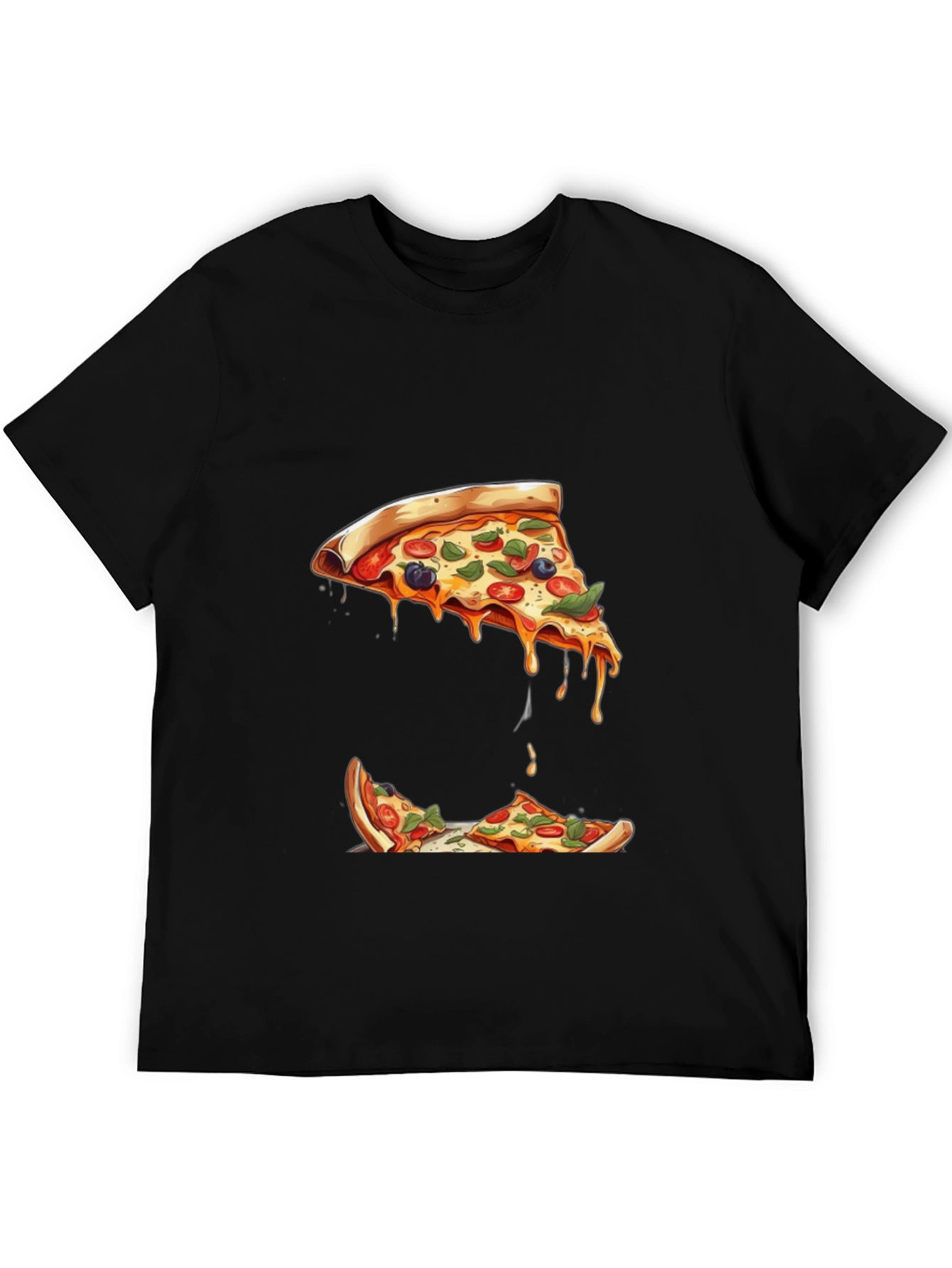 Pizza Slice Graphic Black T-Shirt