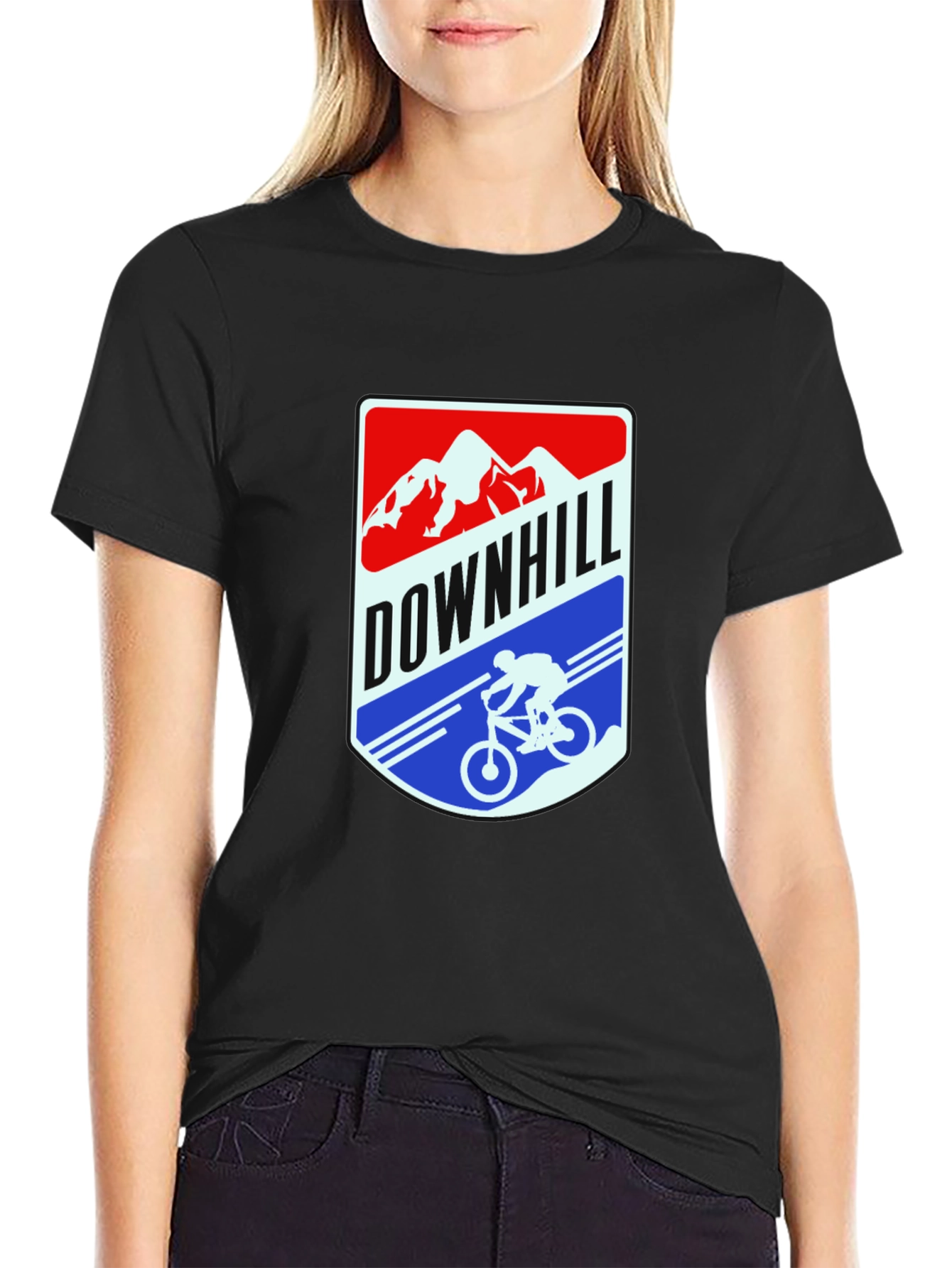 Downhill Mountain Biker Graphic Tee - Black
