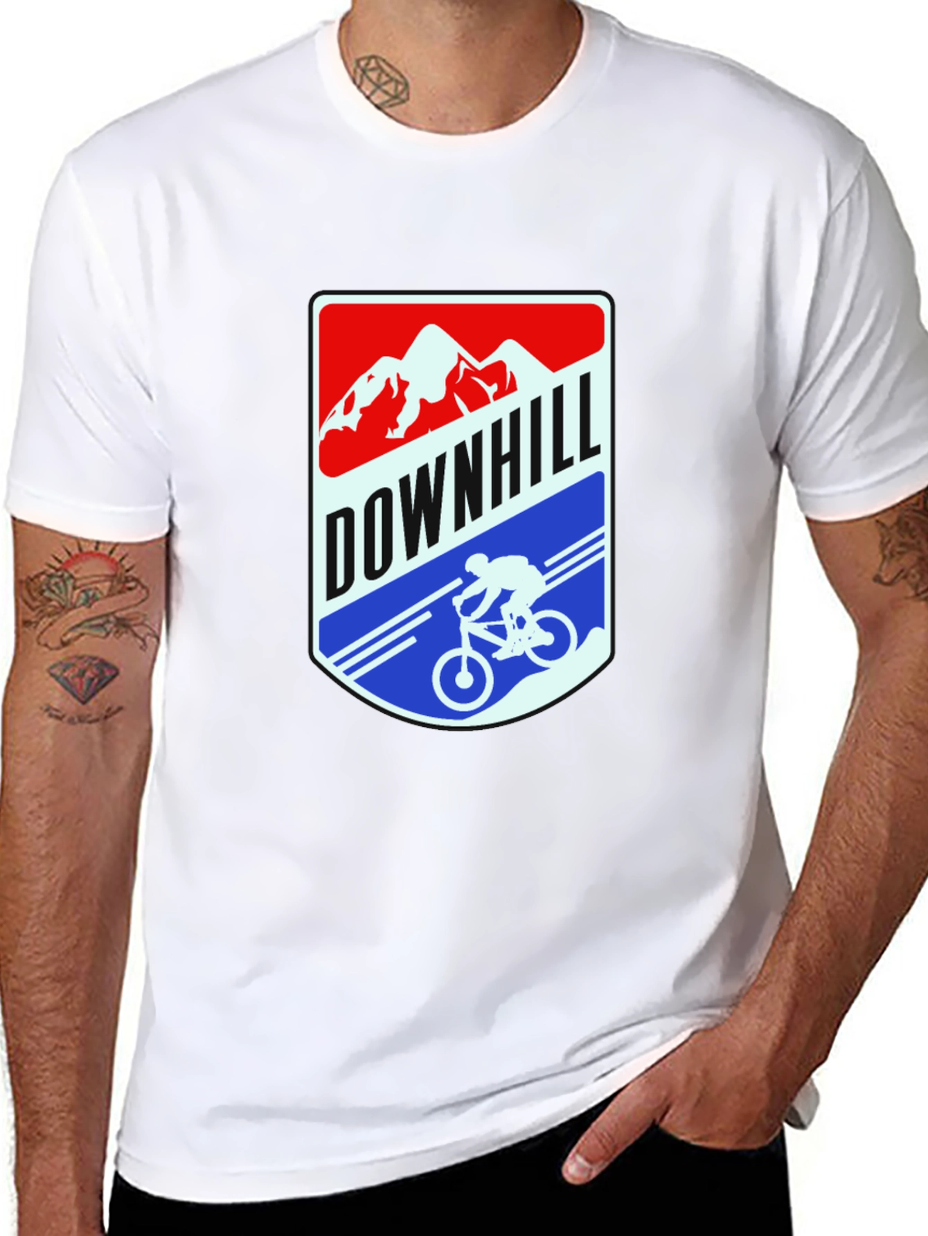 Downhill Mountain Biker Graphic Tee - Black