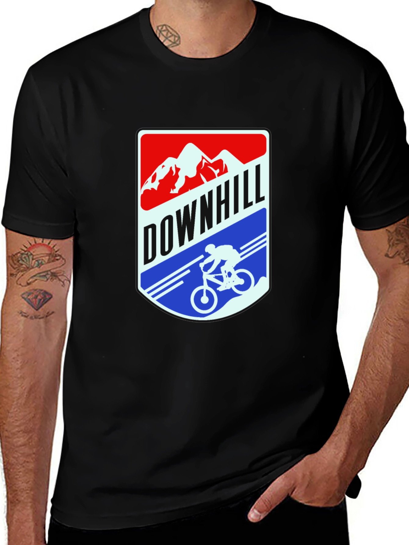 Downhill Mountain Biker Graphic Tee - Black