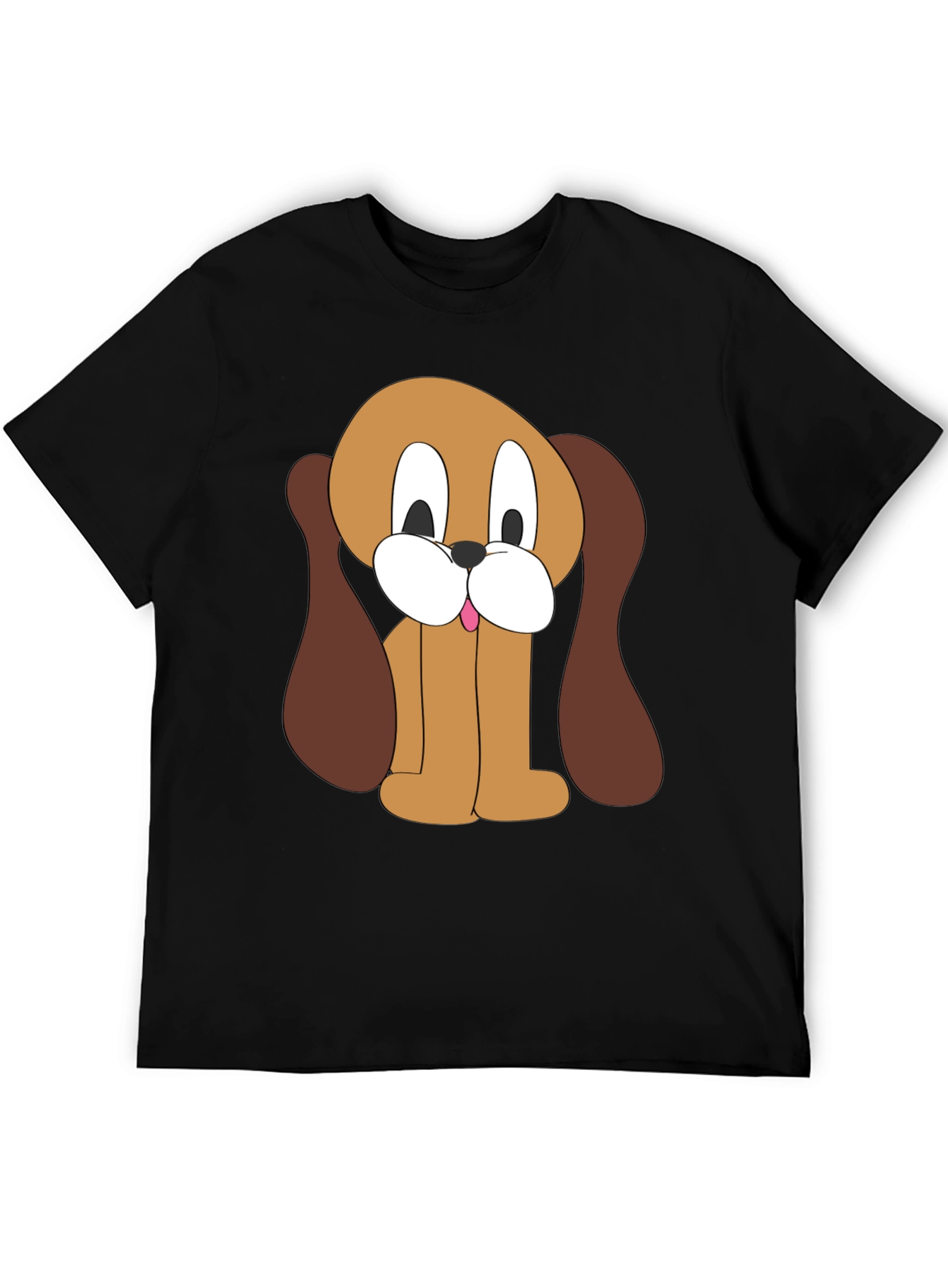 Cartoon Dog Graphic Black T-Shirt