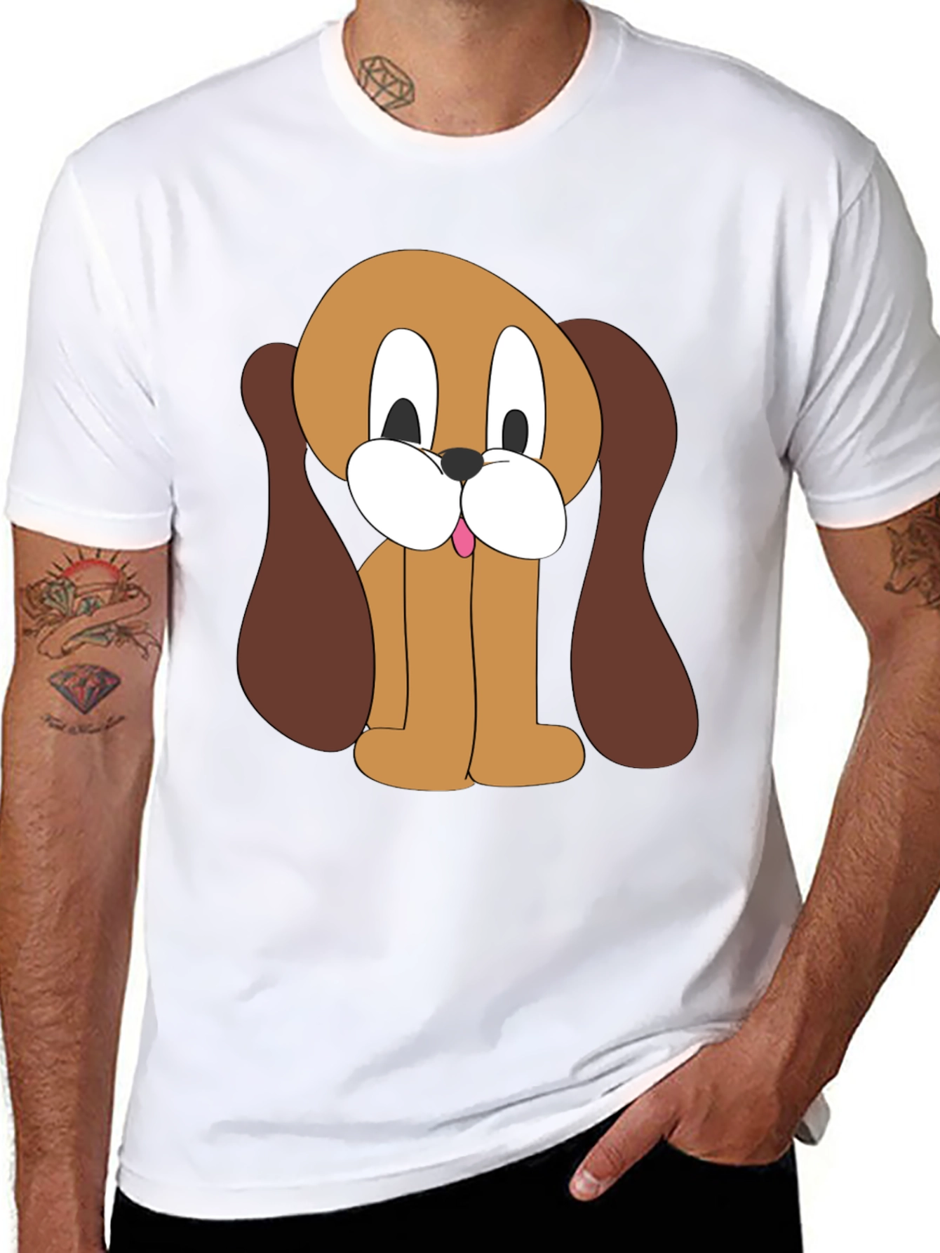 Cartoon Dog Graphic Black T-Shirt
