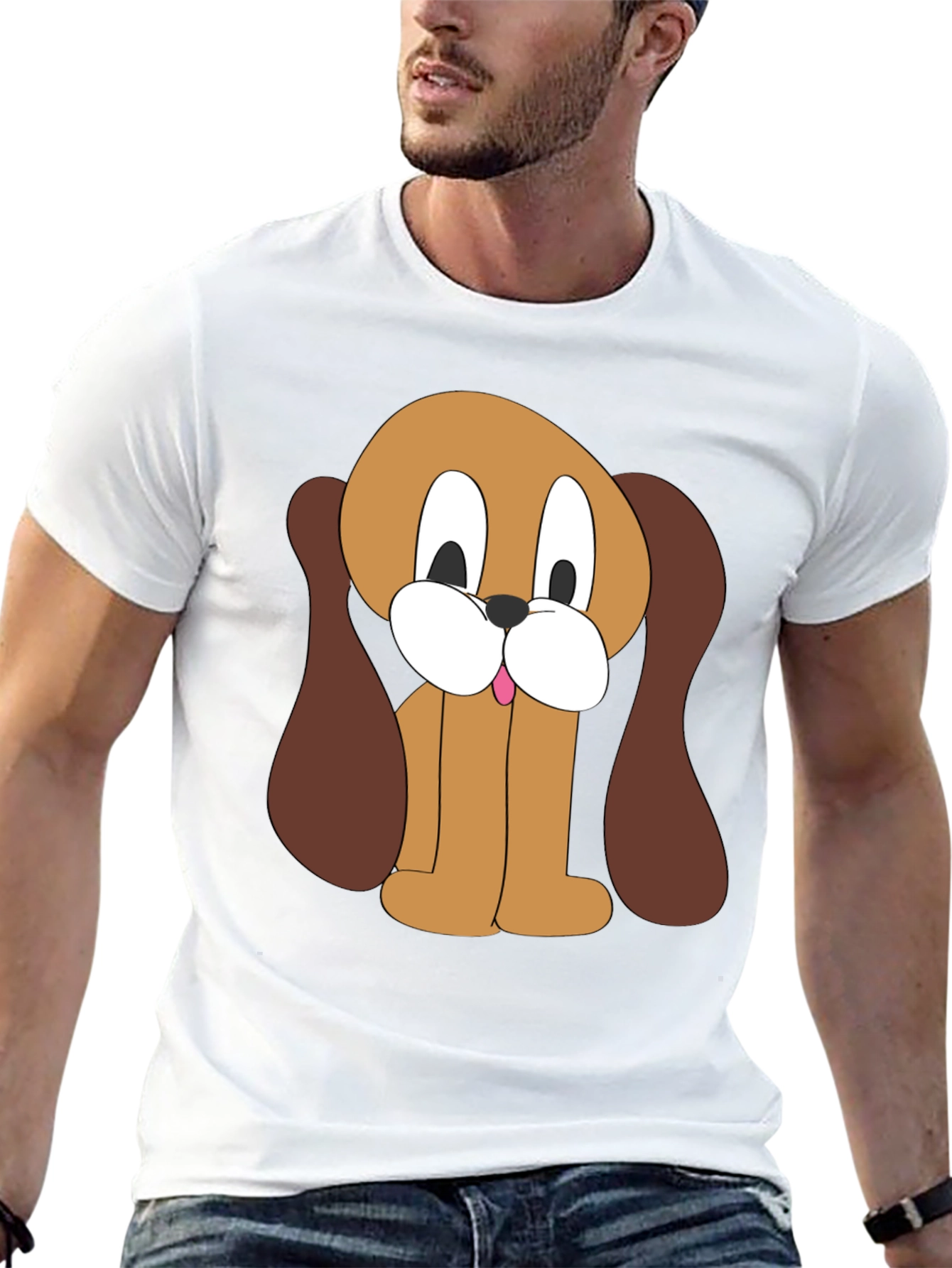 Cartoon Dog Graphic Black T-Shirt
