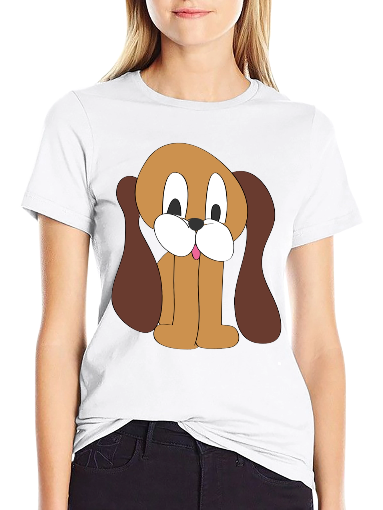 Cartoon Dog Graphic Black T-Shirt
