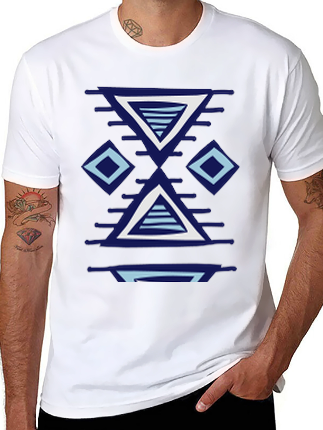 Geometric Patterned Black T-Shirt
