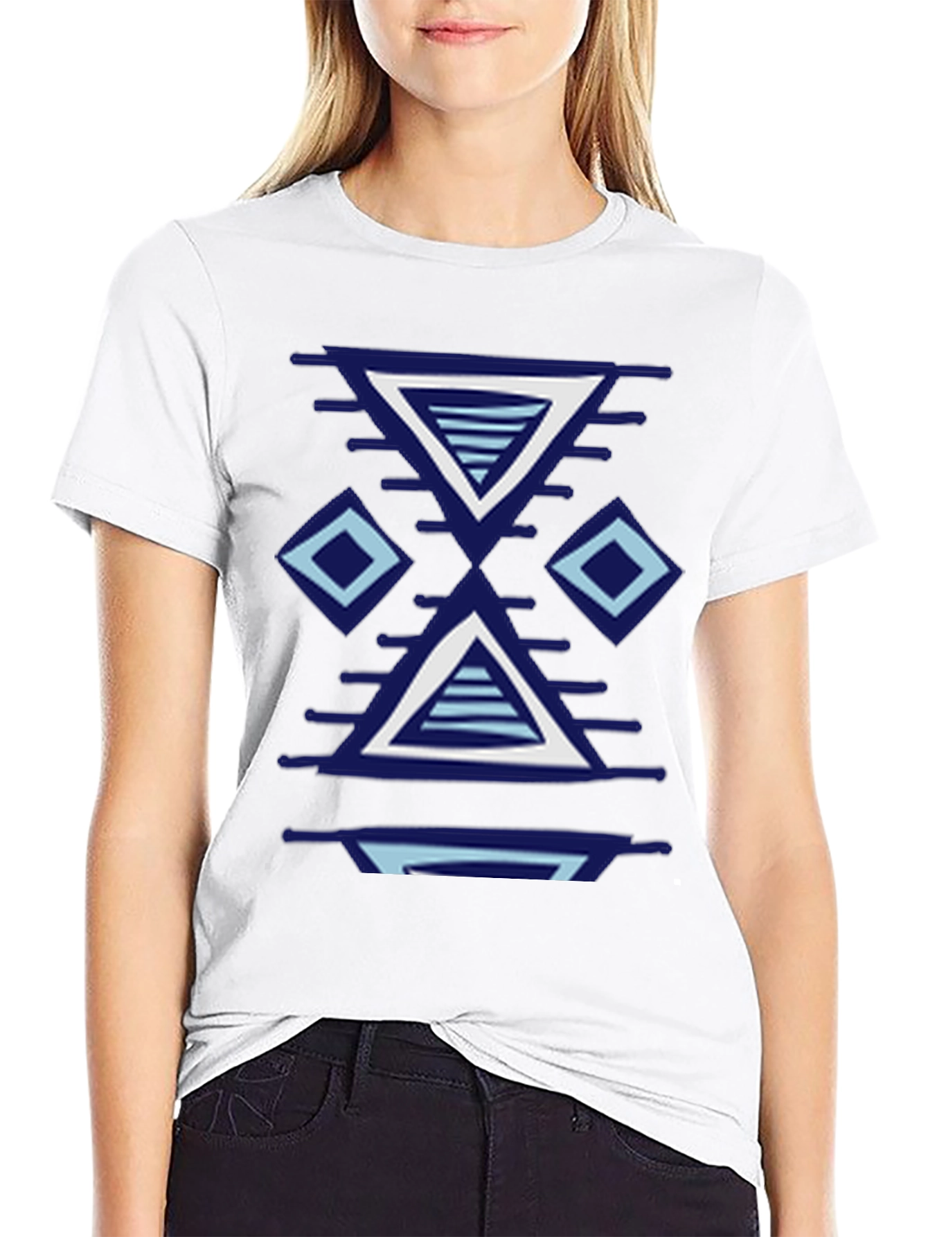 Geometric Patterned Black T-Shirt