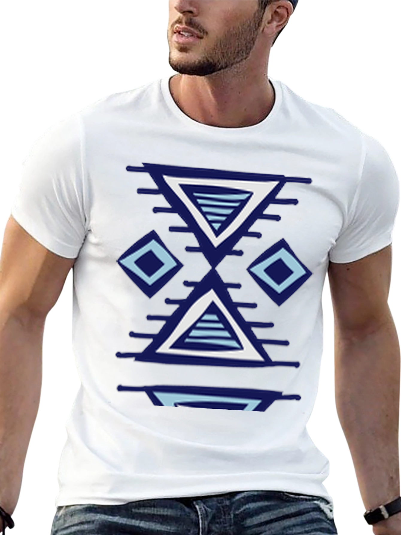 Geometric Patterned Black T-Shirt