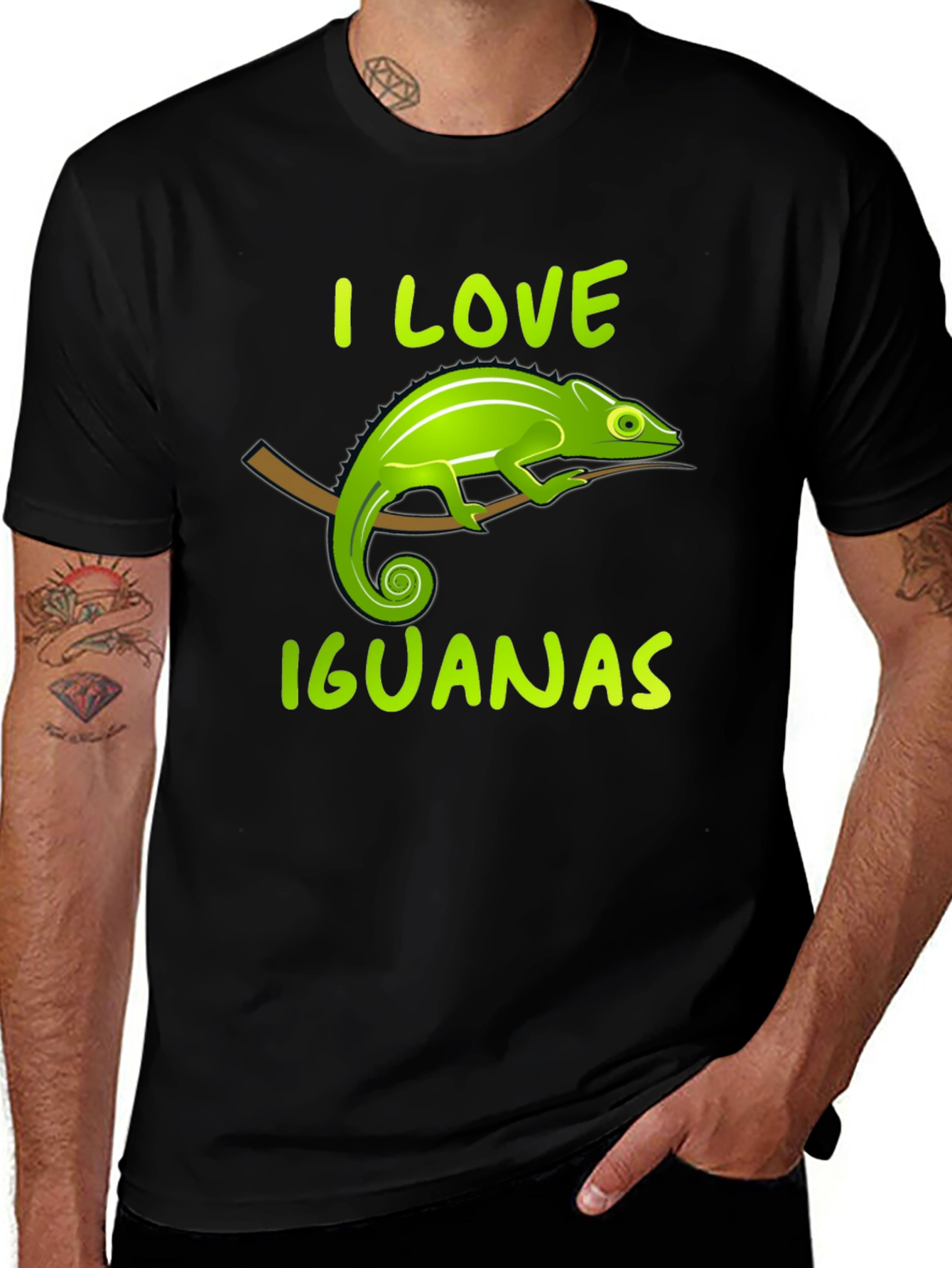 I Love Iguanas Black T-Shirt