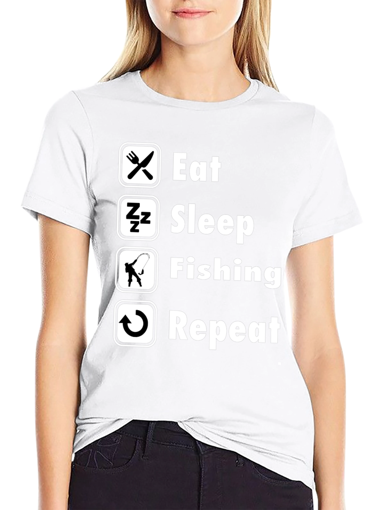 Eat Sleep Fishing Repeat Mens Black T-Shirt