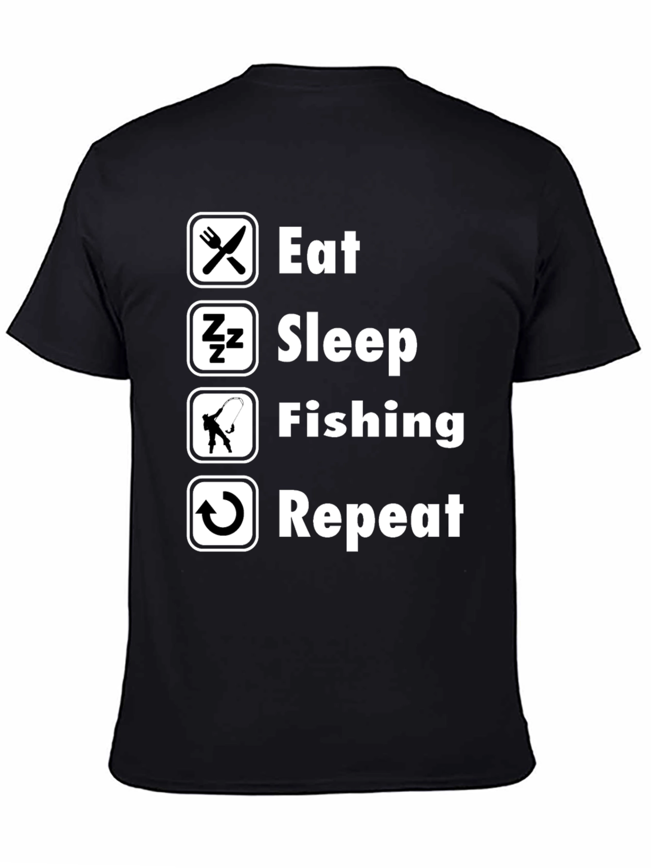 Eat Sleep Fishing Repeat Mens Black T-Shirt